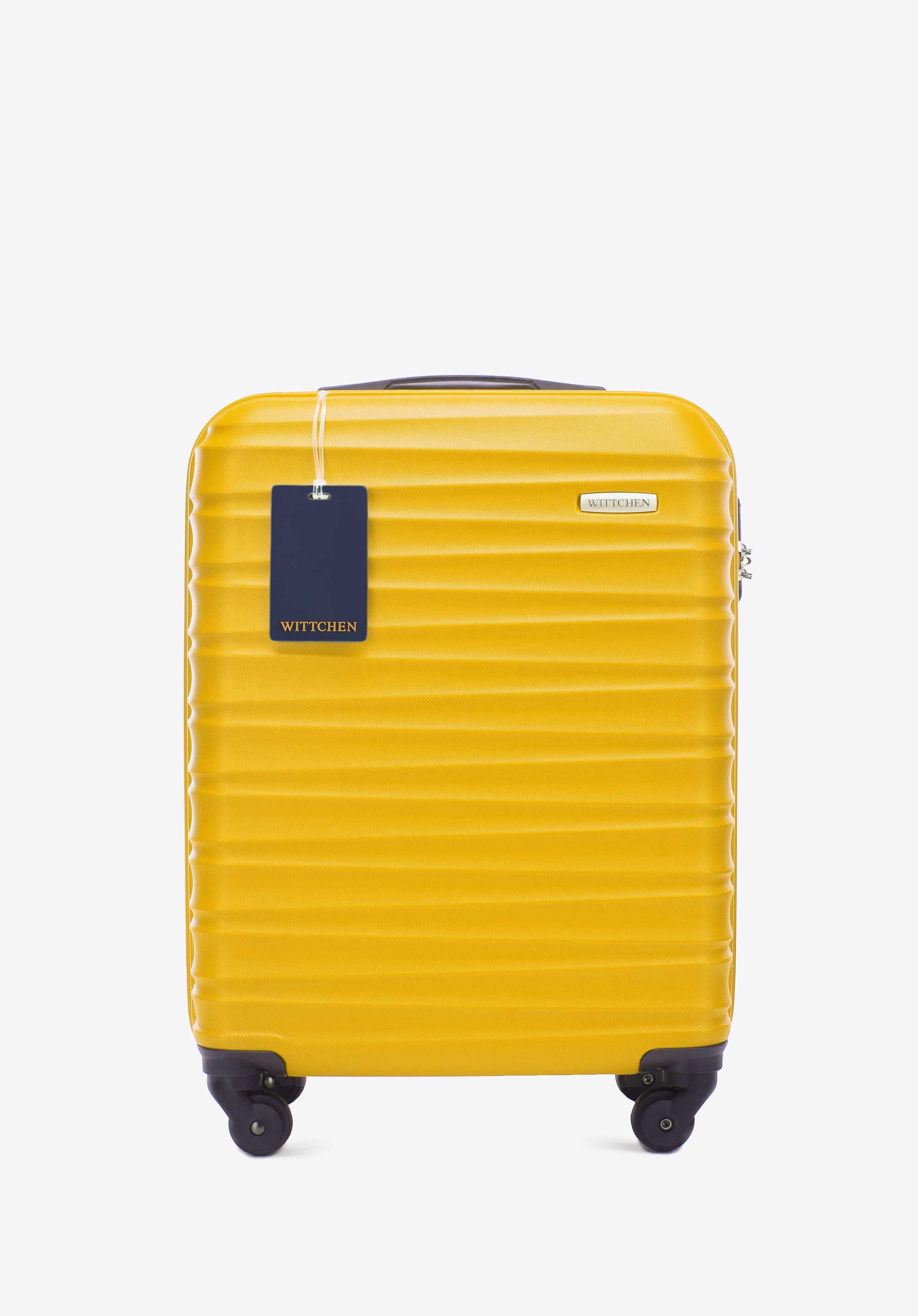 Kleiner ABS-Koffer mit Gepäckanhänger mit WITTCHEN-Logo, gelb, 56-3A-311-50Z6, Bild 1