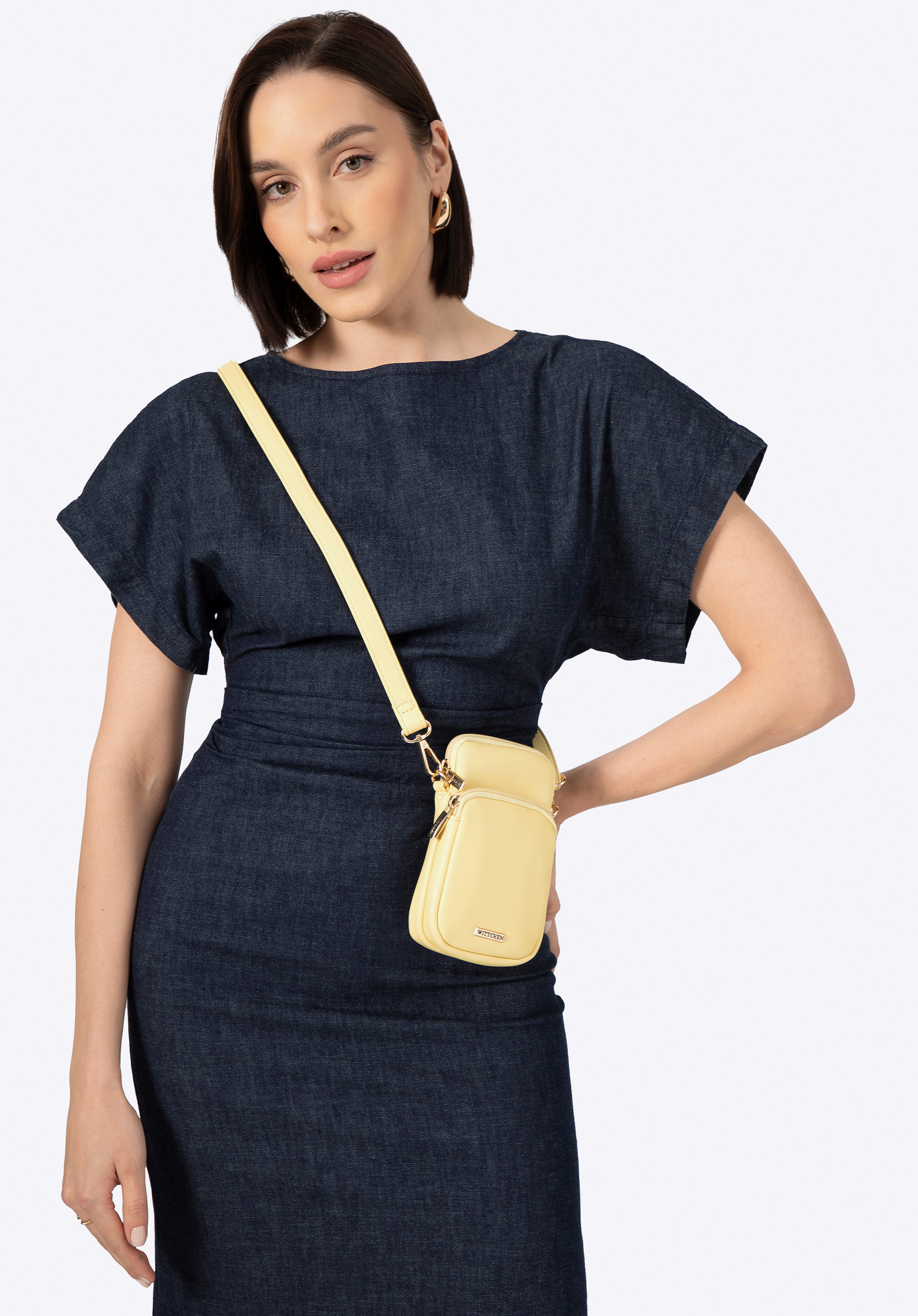 Mini-Umhängetasche aus Öko-Leder für Damen, gelb, 100-2Y-236-Y, Bild 1