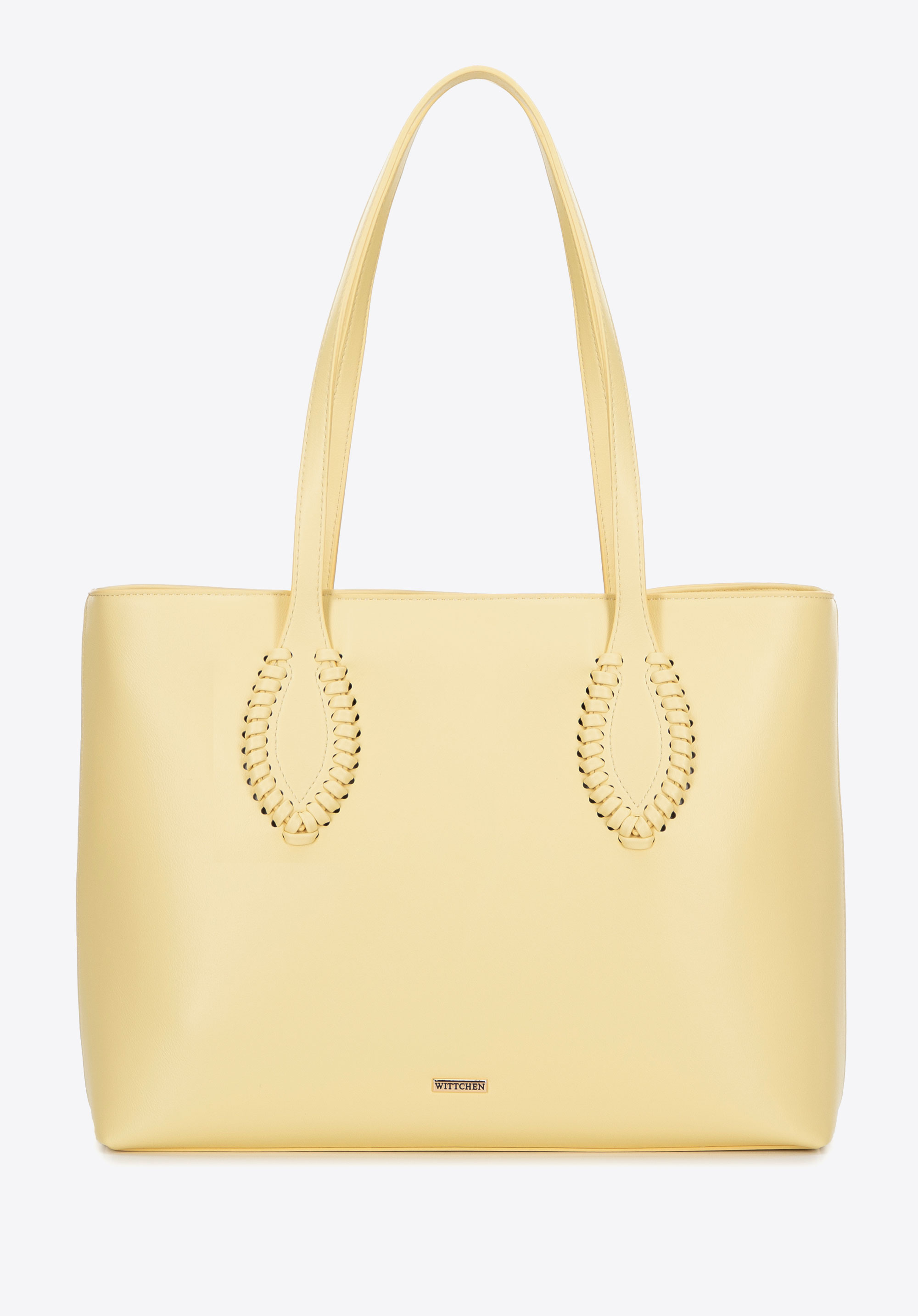 Shopper-Tasche aus Kunstleder für Damen, gelb, 100-4Y-234-Y, Bild 1