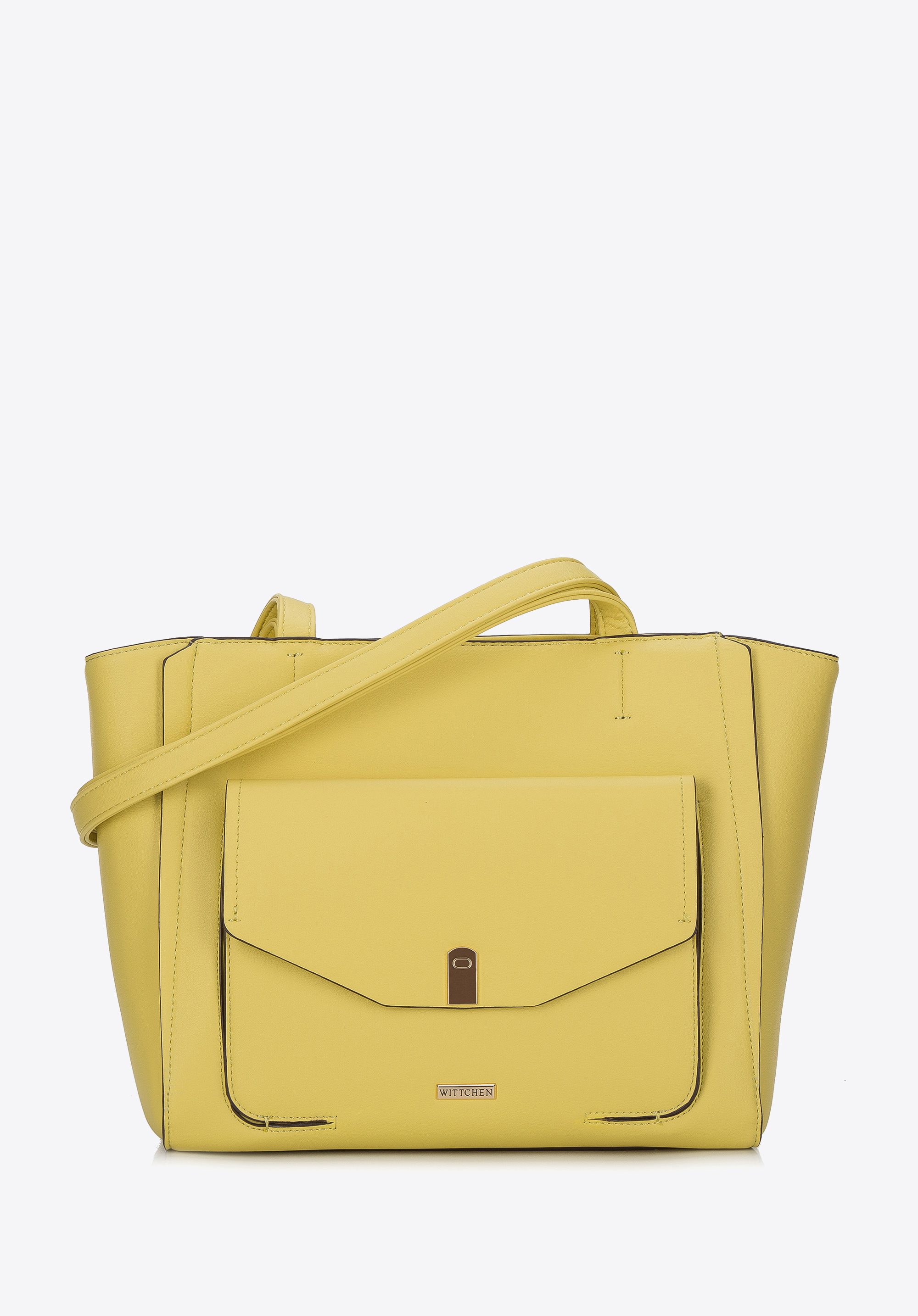 Shopper-Tasche mit Metallverzierung, gelb, 94-4Y-531-Y, Bild 1