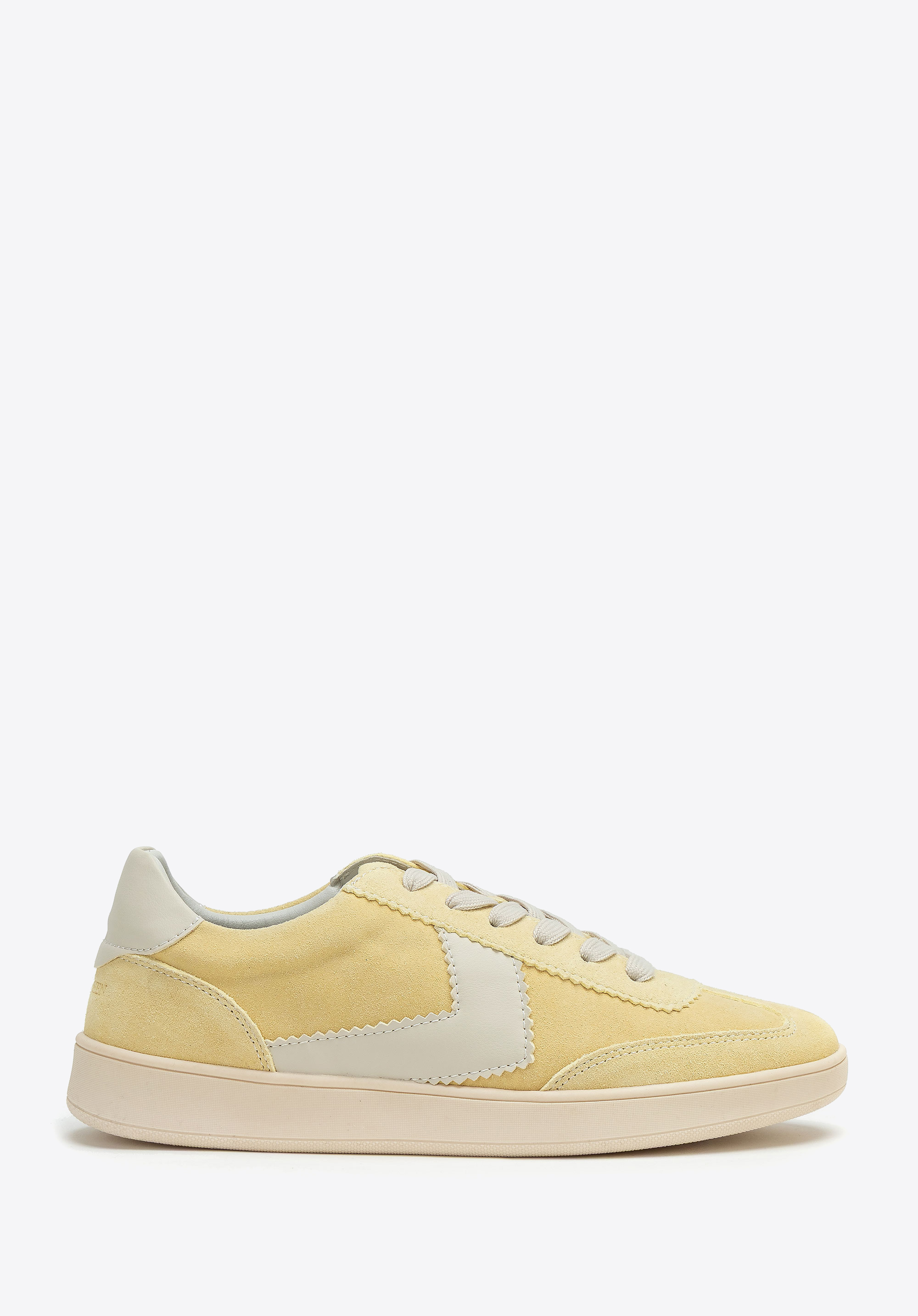 Wildleder-Sneakers mit Öko-Leder-Einsätzen, gelb - weiß, 100-D-351-Y-35, Bild 1