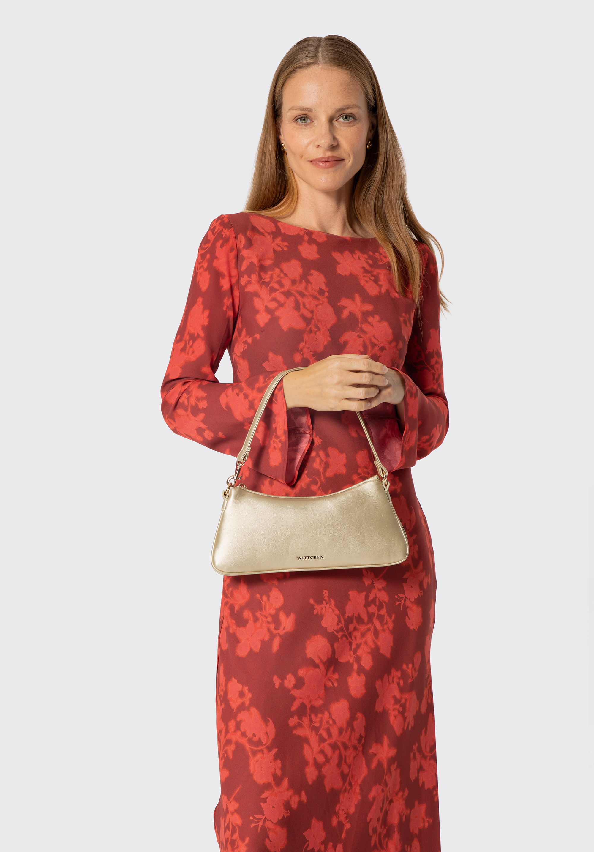 Damen-Baguette-Tasche mit zwei Trageriemen, gold, 104-4Y-500-G, Bild 1