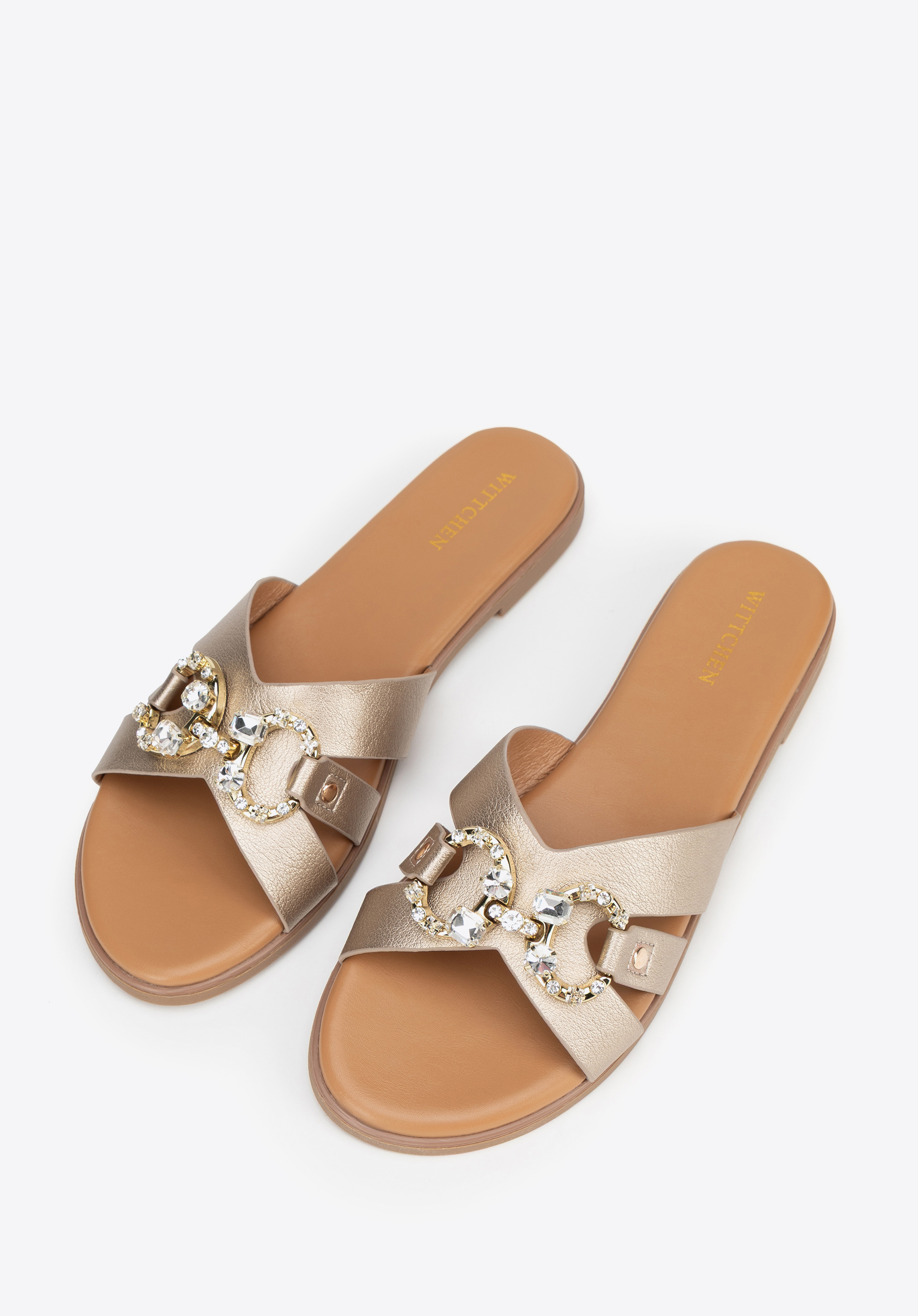 Damen-Flip-Flops aus Öko-Leder, gold, 100-DP-205-G-38, Bild 1