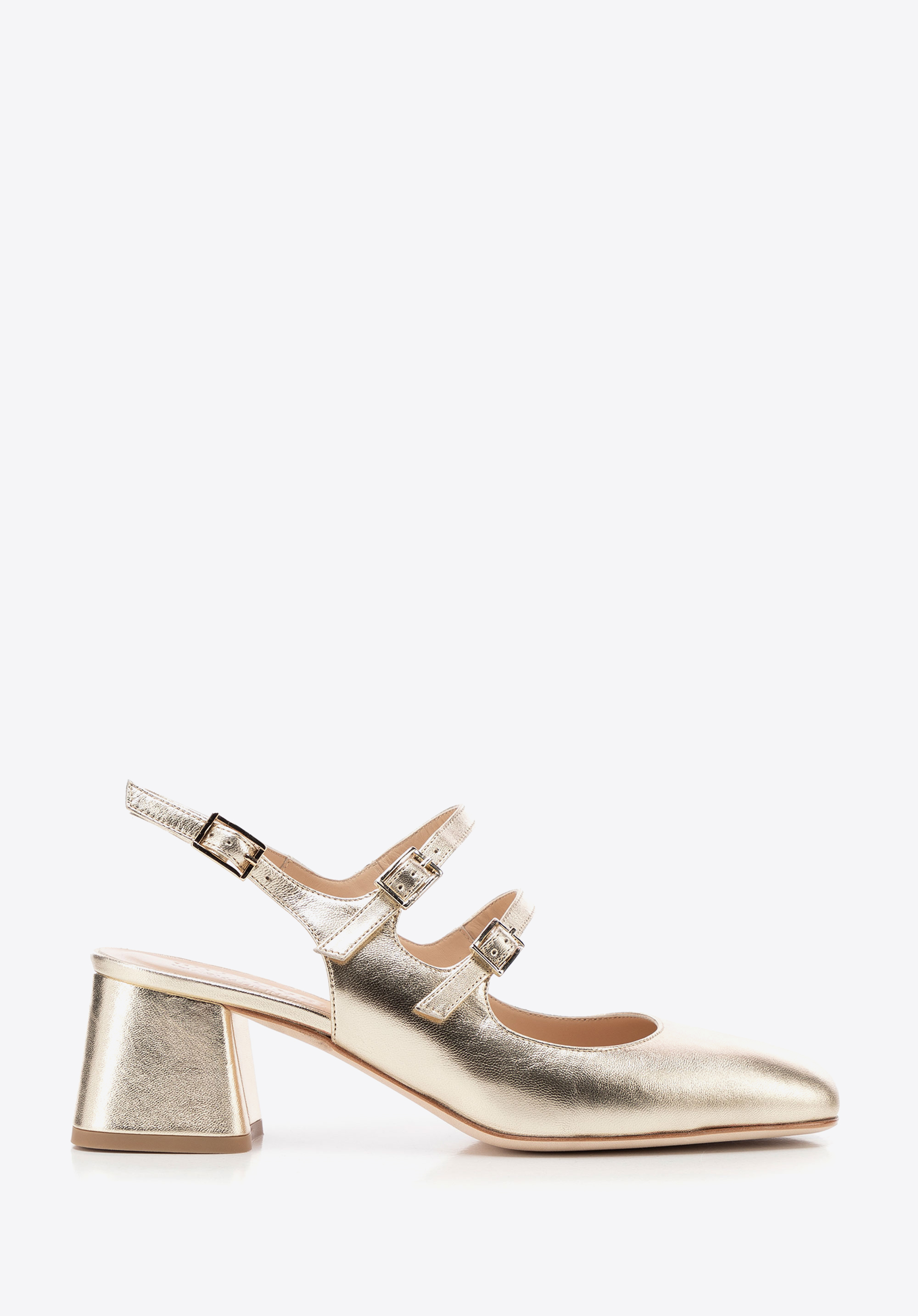 Damen Lederpumps mit Riemen, gold, 100-D-106-G-39_5, Bild 1