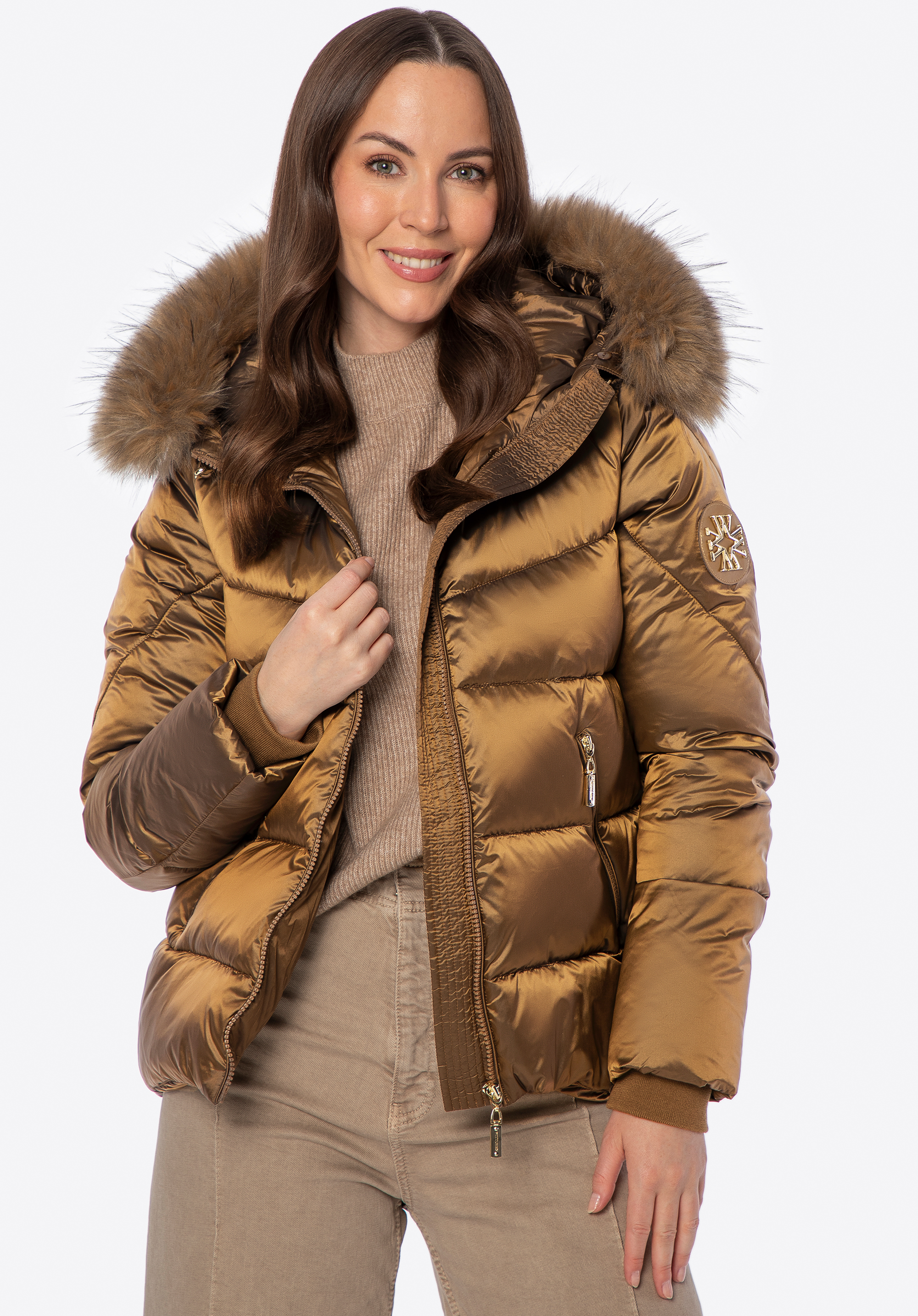 Damen Pufferjacke mit elastischen Bündchen, gold, 101-9D-400-G-2XL, Bild 1