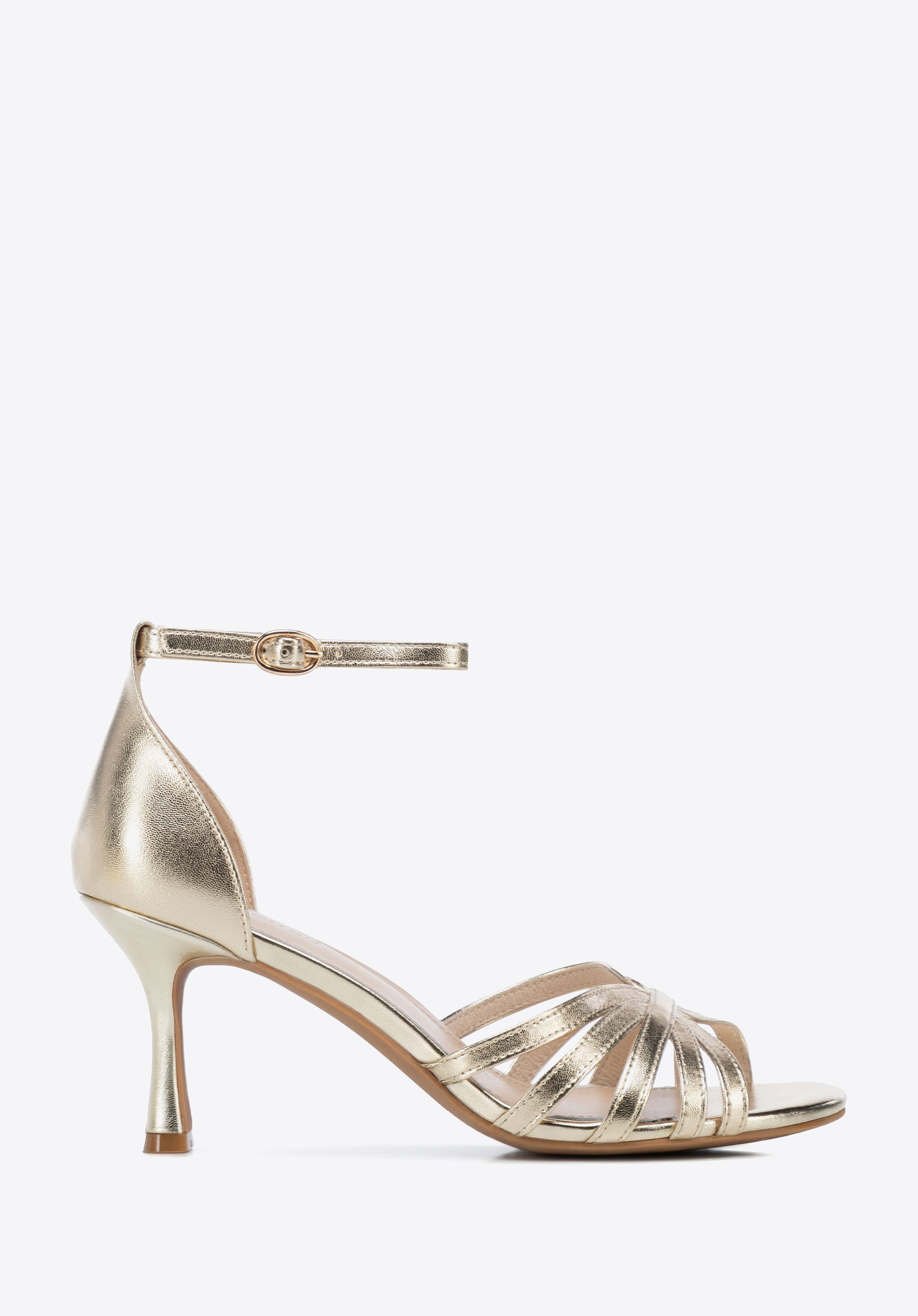 Elegante Leder-Stiletto-Sandalen für Damen, gold, 102-D-500-G-35, Bild 1