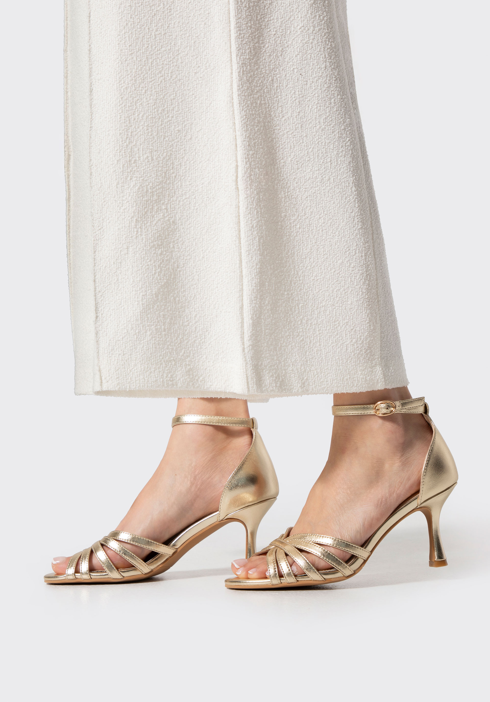 Elegante Leder-Stiletto-Sandalen für Damen, gold, 102-D-500-G-39, Bild 1
