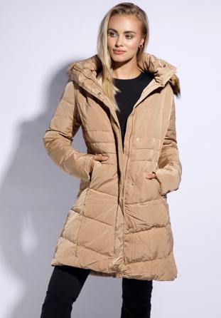 Gesteppte Daunenjacke mit Kapuze für Damen, gold, 95-9D-405-G-L, Bild 1