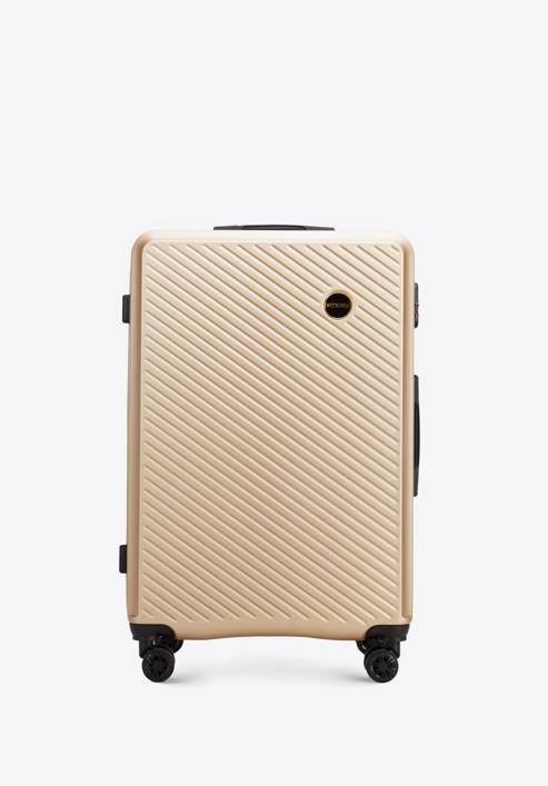 Großer Koffer aus ABS mit diagonalen Streifen, gold, 56-3A-743-85, Bild 1