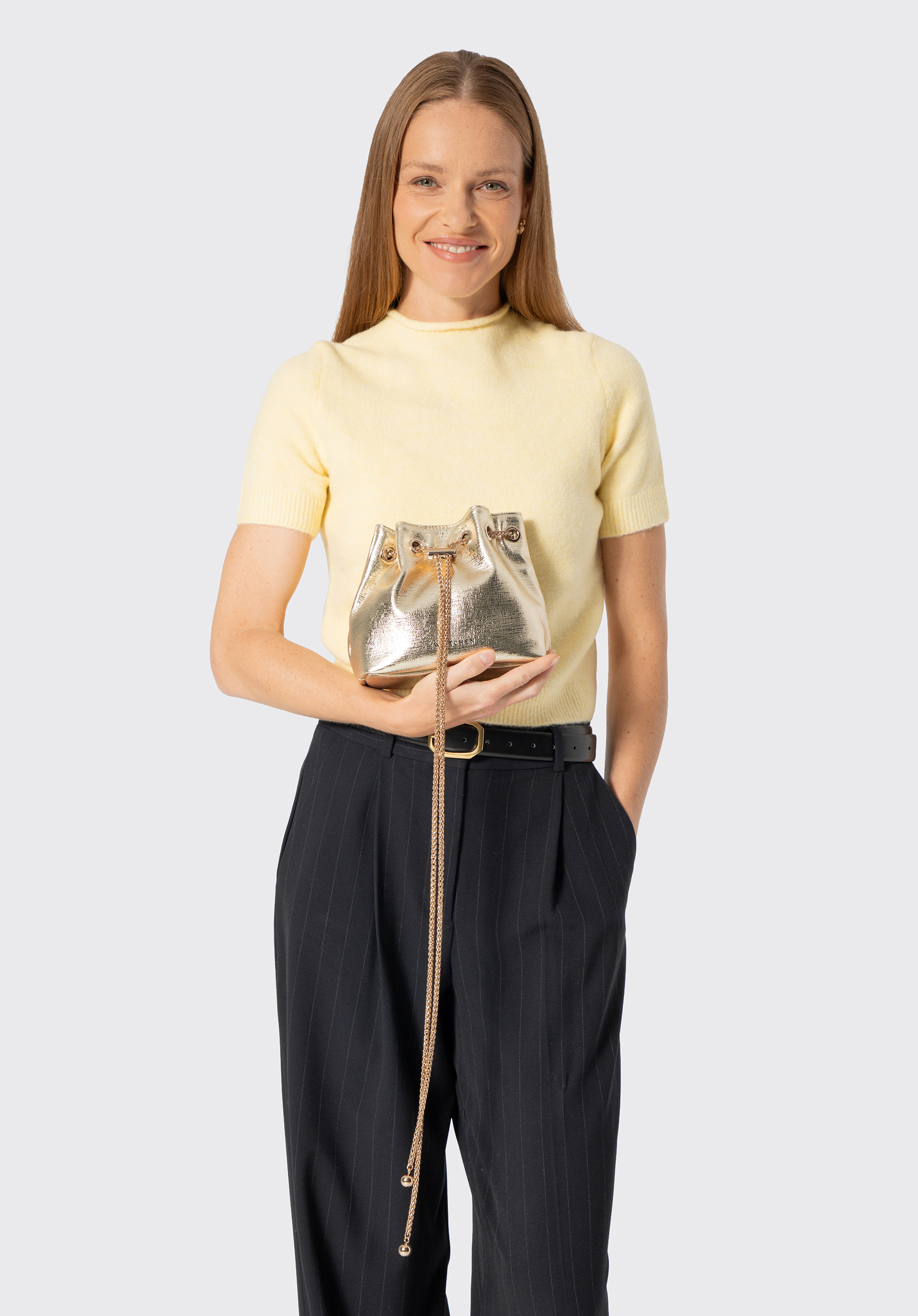 Hobo-Tasche für Damen mit Zierkette, gold, 104-4Y-502-G, Bild 1