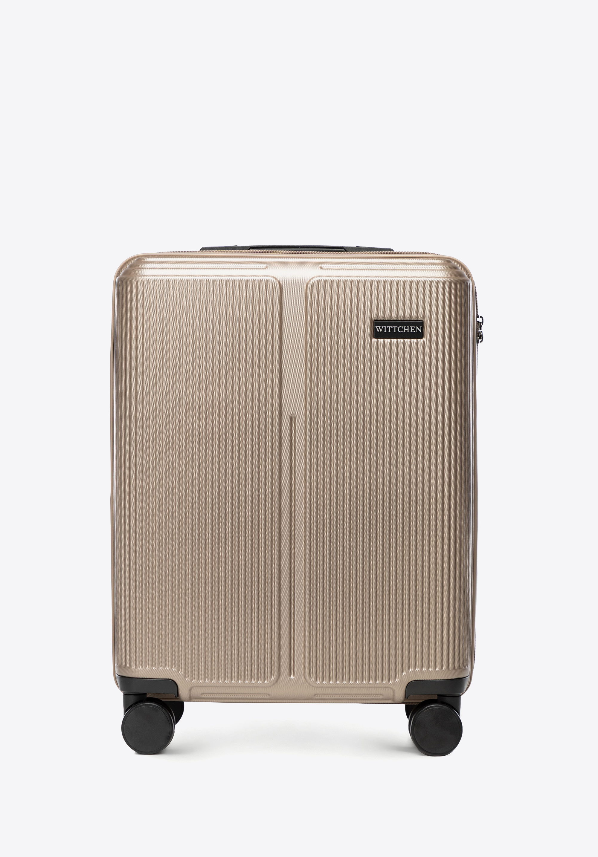 Kleiner gestreifter ABS-Kabinenkoffer, gold, 56-3A-601-86, Bild 1