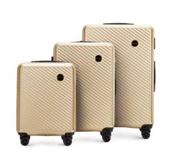 Kofferset aus ABS mit diagonalen Streifen, gold, 56-3A-74S-80, Bild 1
