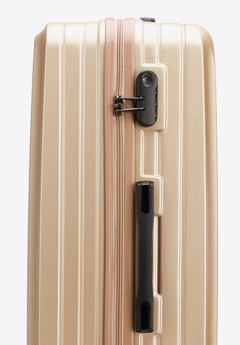 Großer Koffer aus ABS mit diagonalen Streifen, gold, 56-3A-743-85, Bild 7