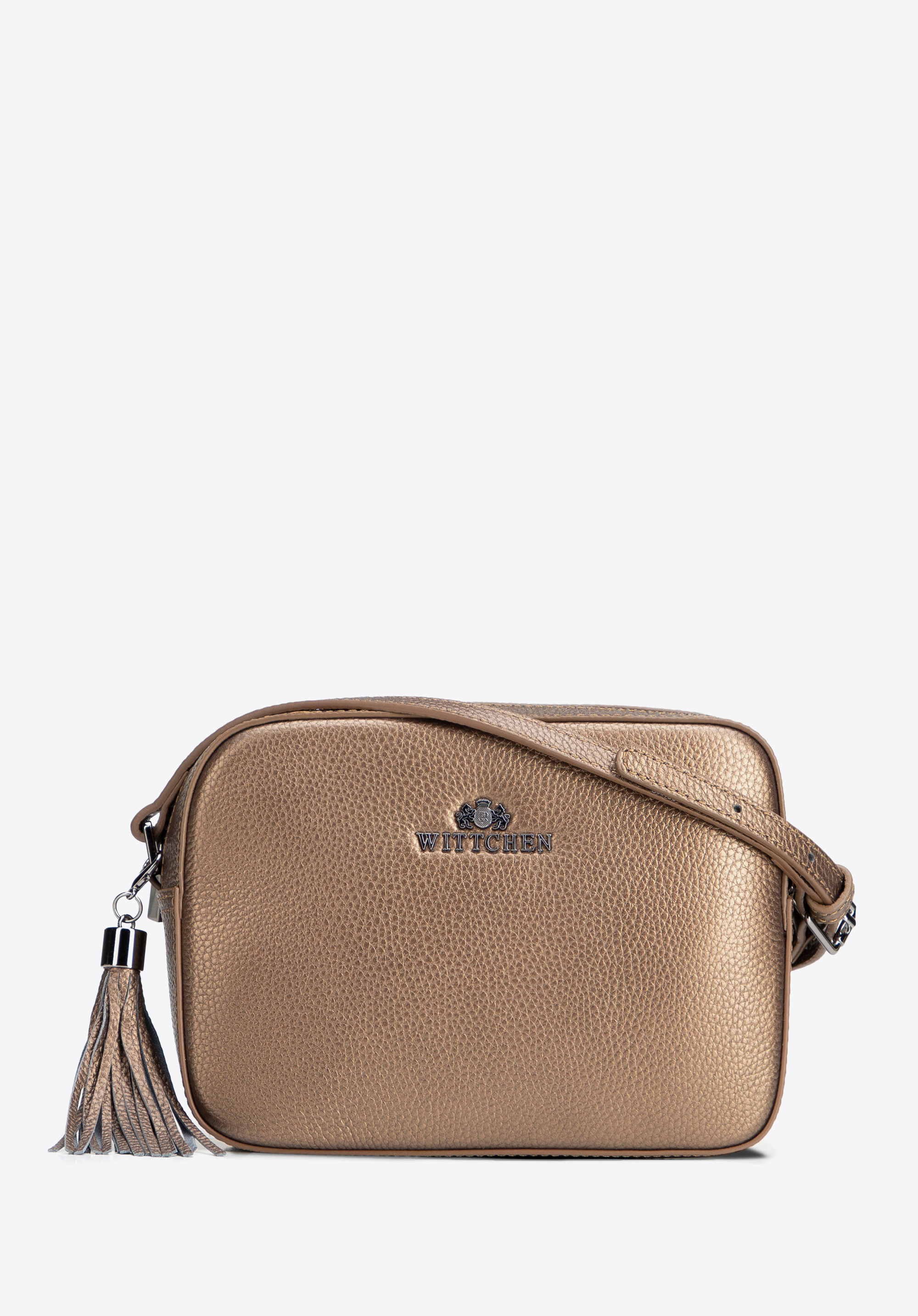 kastenförmige Umhängetasche aus Leder, gold, 29-4E-014-G, Bild 1