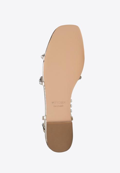Sandaletten für Damen aus Leder mit Kristallen, gold, 98-D-972-0-36, Bild 6