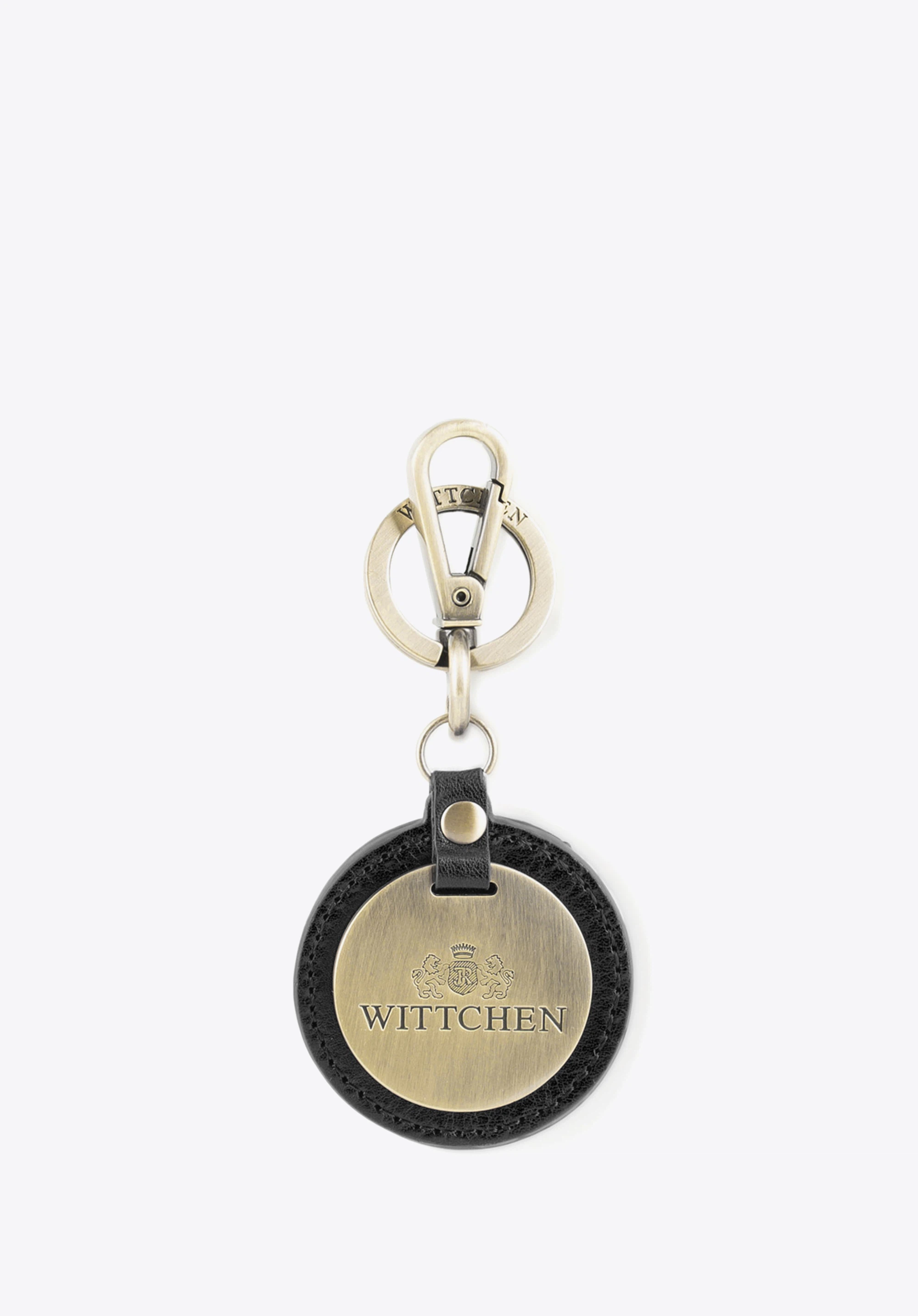 Runder Schlüsselanhänger aus Leder, gold-schwarz, 03-2B-002-Z1, Bild 1