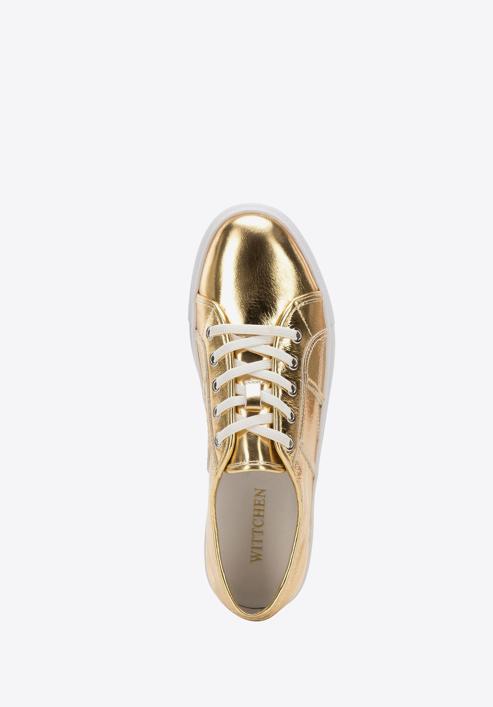 Sneakers für Damen aus Metallicleder, gold, 94-D-954-G-37, Bild 4