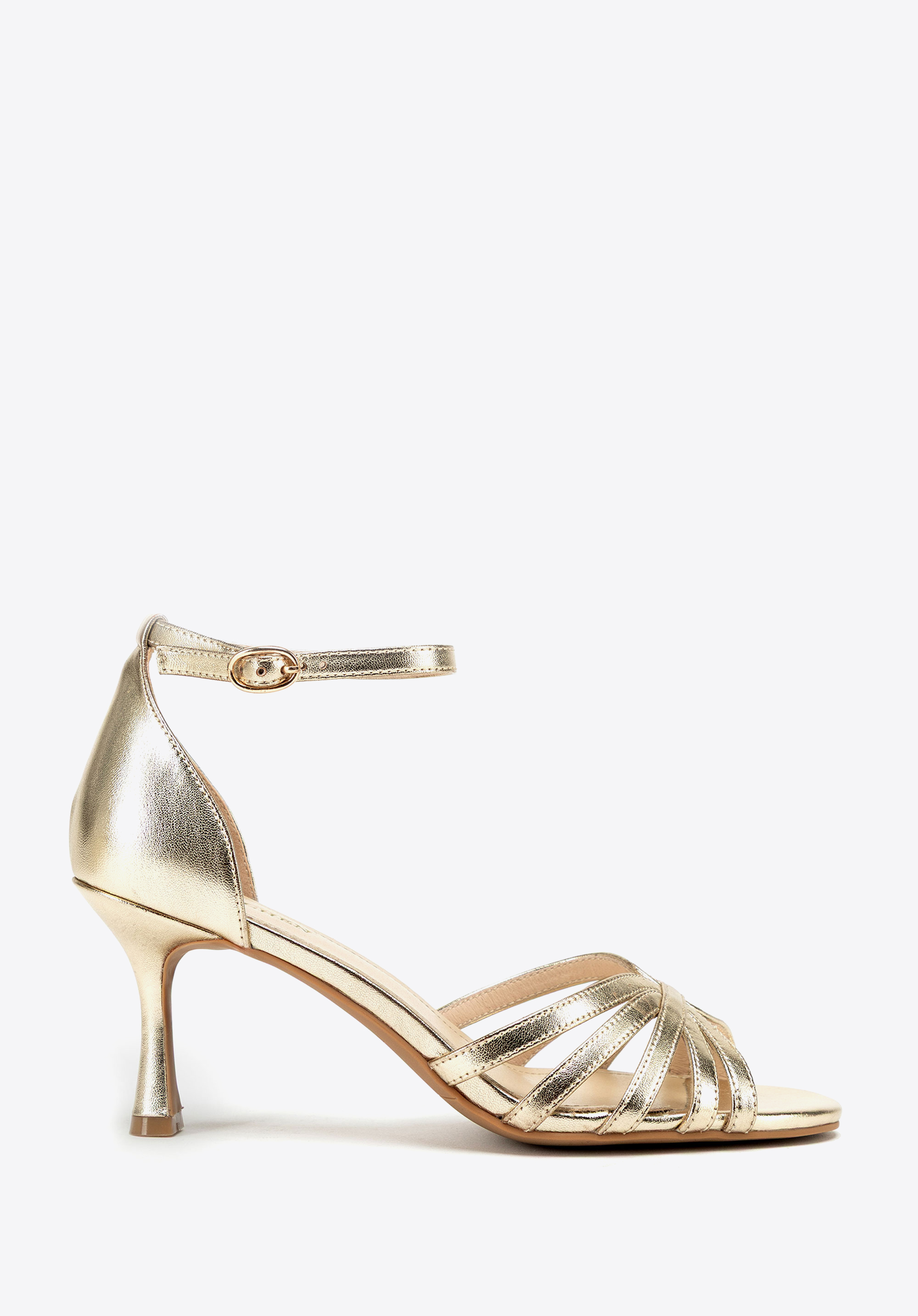 Stiletto-Sandalen aus Leder für Frauen, gold, 100-D-509-G-39, Bild 1