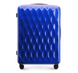 Большой рельефный чемодан из ABS-пластика, голубой, 56-3H-553-90, Фотография 1