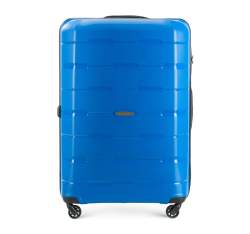 Большой рифленый чемодан из полипропилена, голубой, 56-3T-723-95, Фотография 1