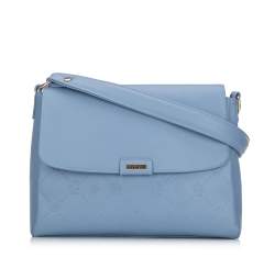 Классическая женская сумочка с тисненым логотипом, голубой, 94-4Y-516-7, Фотография 1