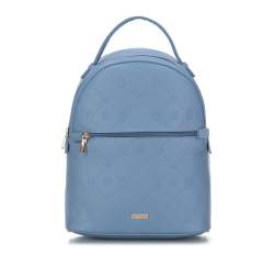 Женский городской рюкзак с тисненым логотипом, голубой, 94-4Y-515-7, Фотография 1