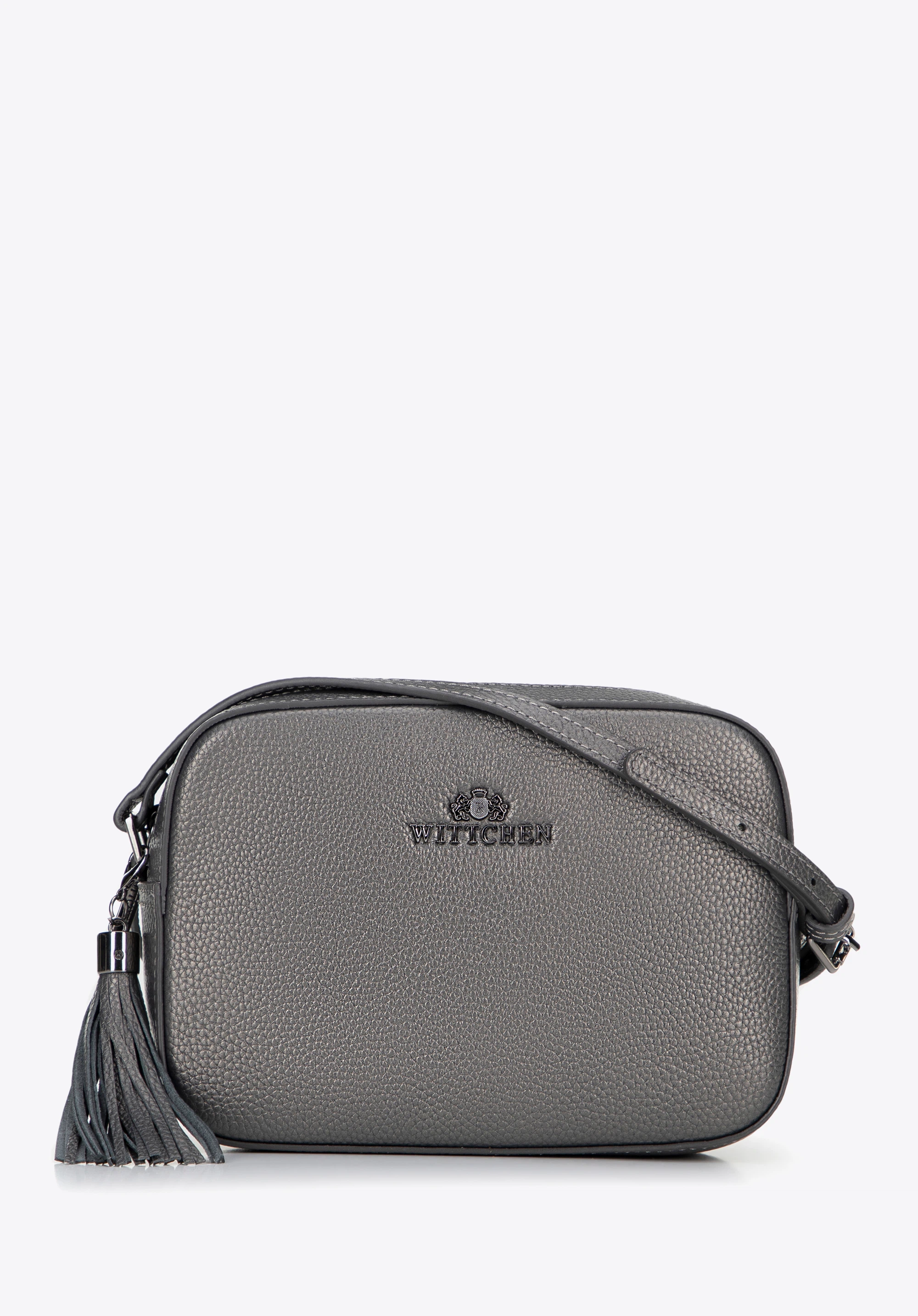 Kožená crossbody kabelka ve tvaru krabice, grafit, 29-4E-014-S, Obrázek 1