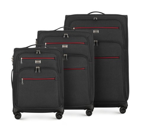 Set de valize moi cu fermoar roșu, grafit, 56-3S-50S-31, Fotografie 1