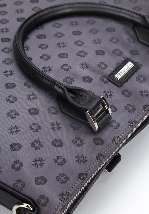 12-Zoll-Laptoptasche für Damen aus Jacquard mit Lederbändern, grau, 95-4-903-8, Bild 4
