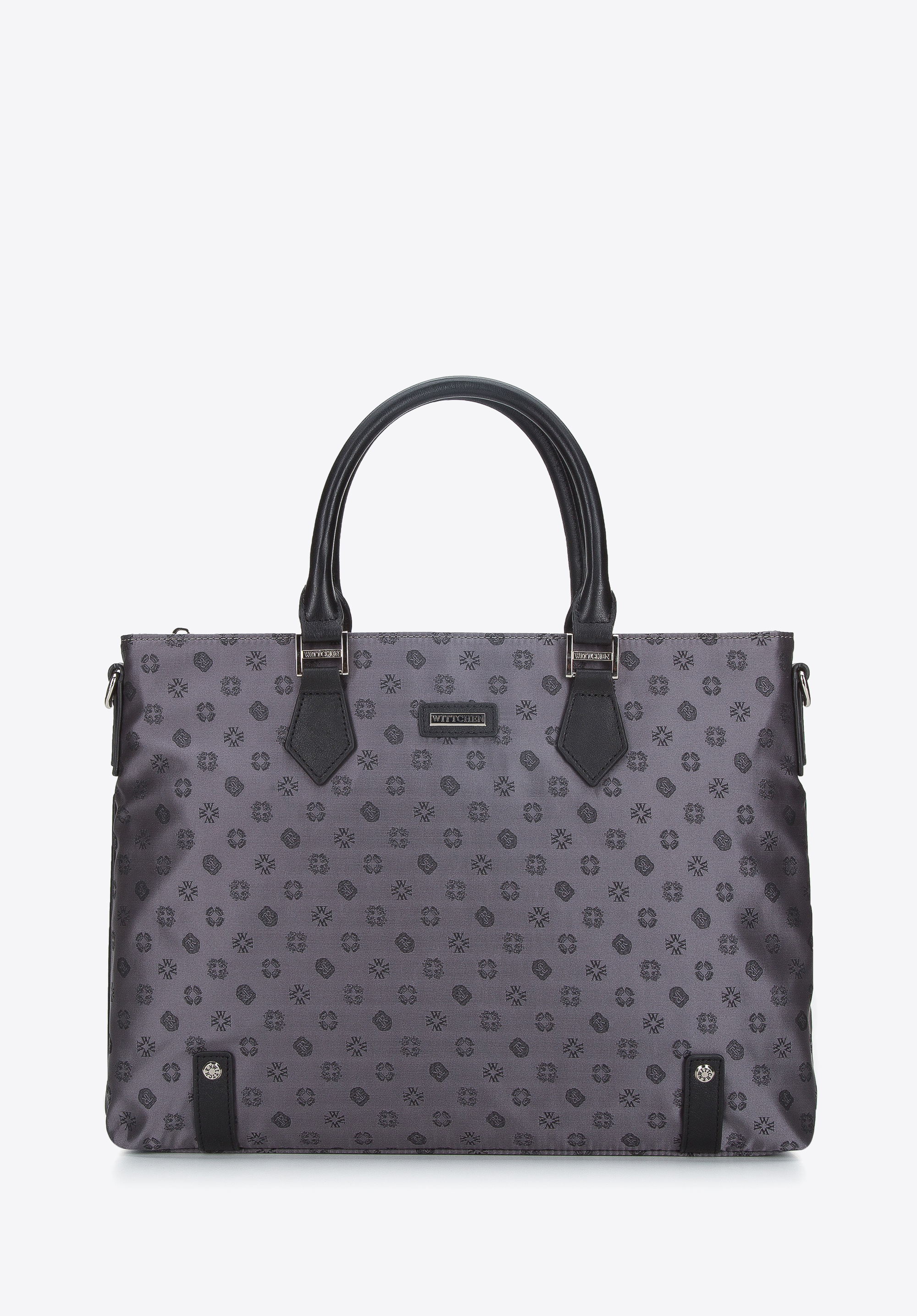 12-Zoll-Laptoptasche für Damen aus Jacquard mit Lederbändern | WITTCHEN| 95-4-903, grau, 95-4-903-8, Bild 1