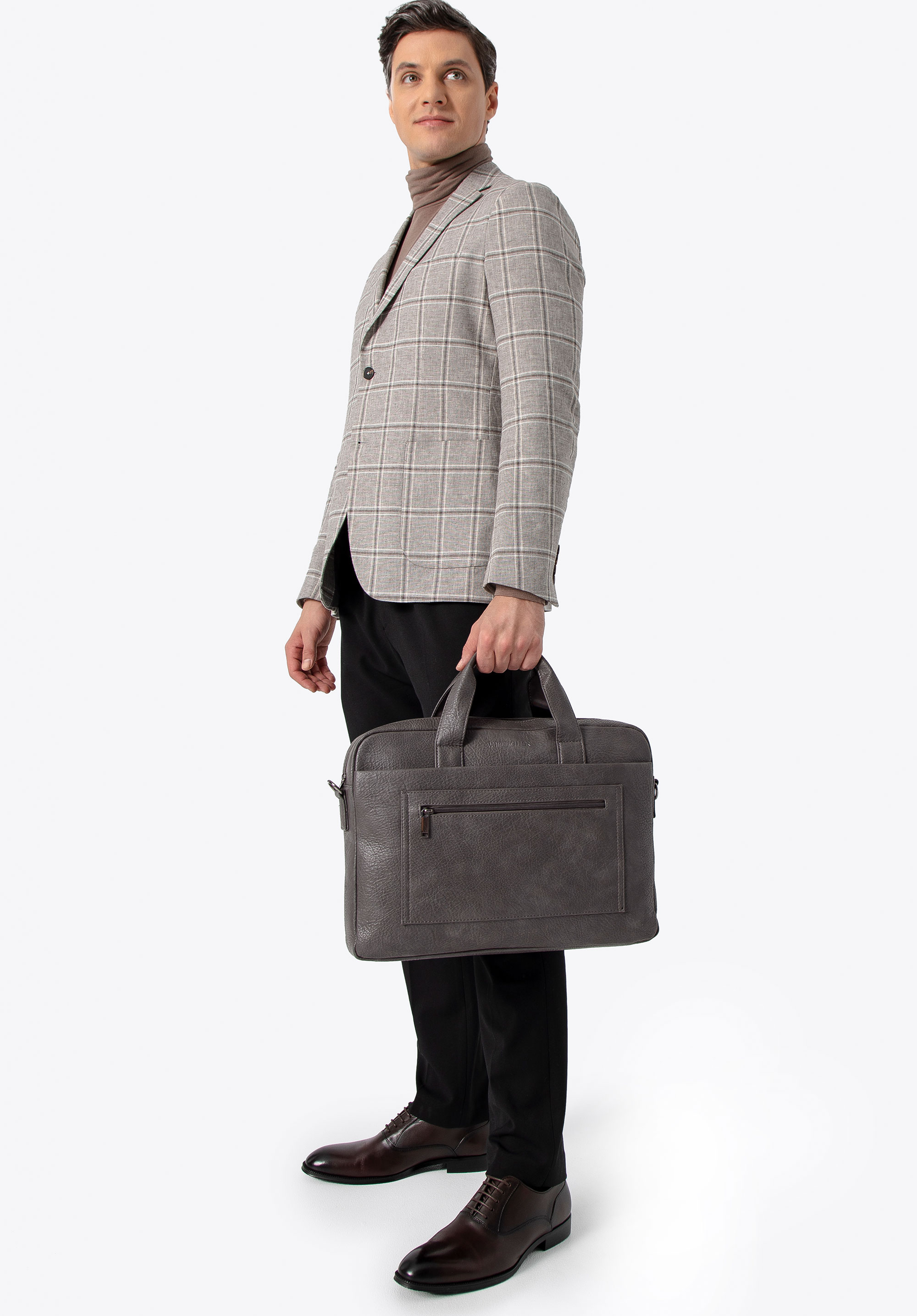 Laptop-Tasche 17“ aus Öko-Leder, grau, 100-3P-913-8, Bild 1