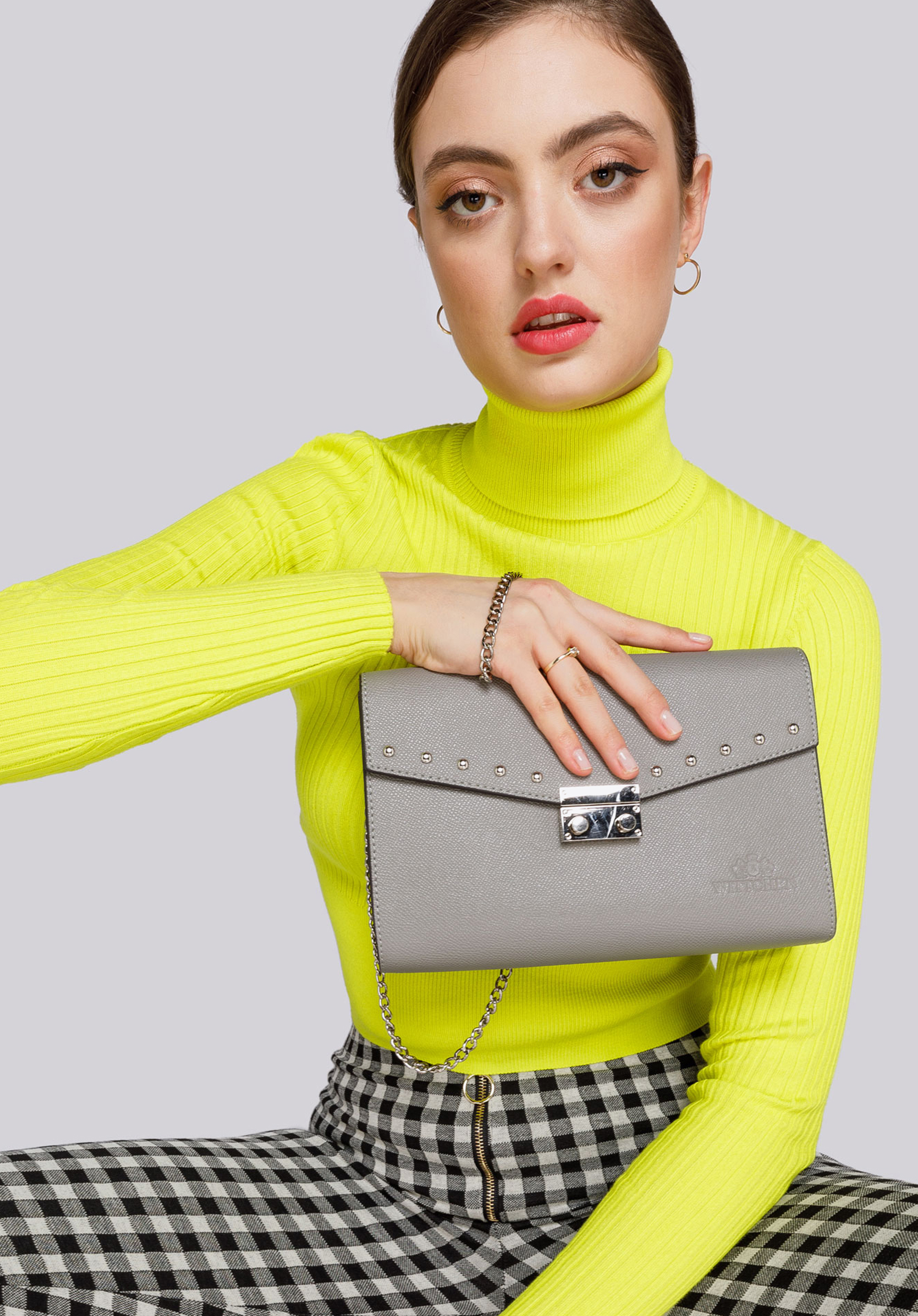 ABENDTASCHE MIT NIETEN, grau, 87-4-261-8, Bild 1