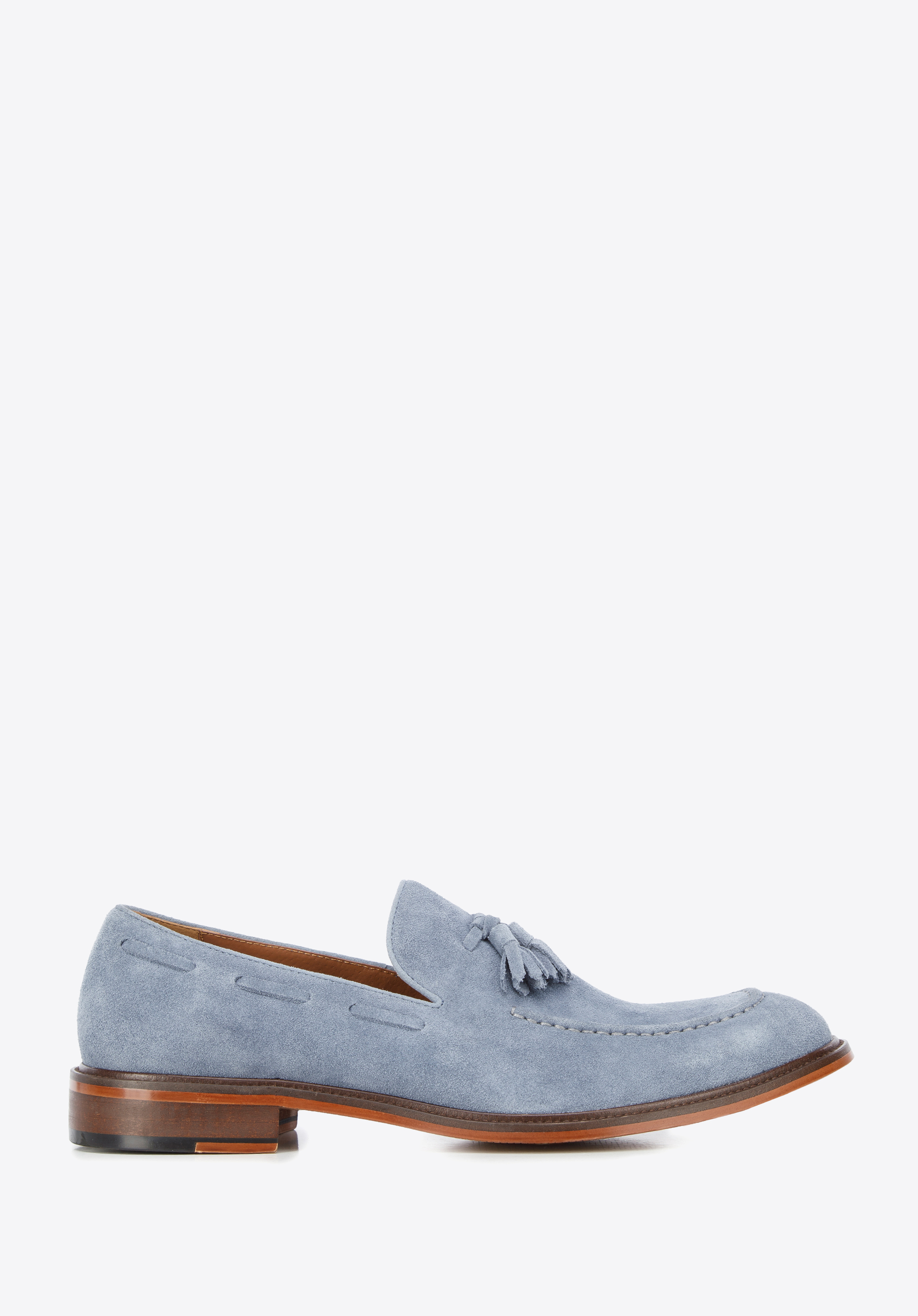 Mokassins für Herren aus Wildleder mit Quaste und Riemen, blau, 96-M-706-7-44, Bild 1
