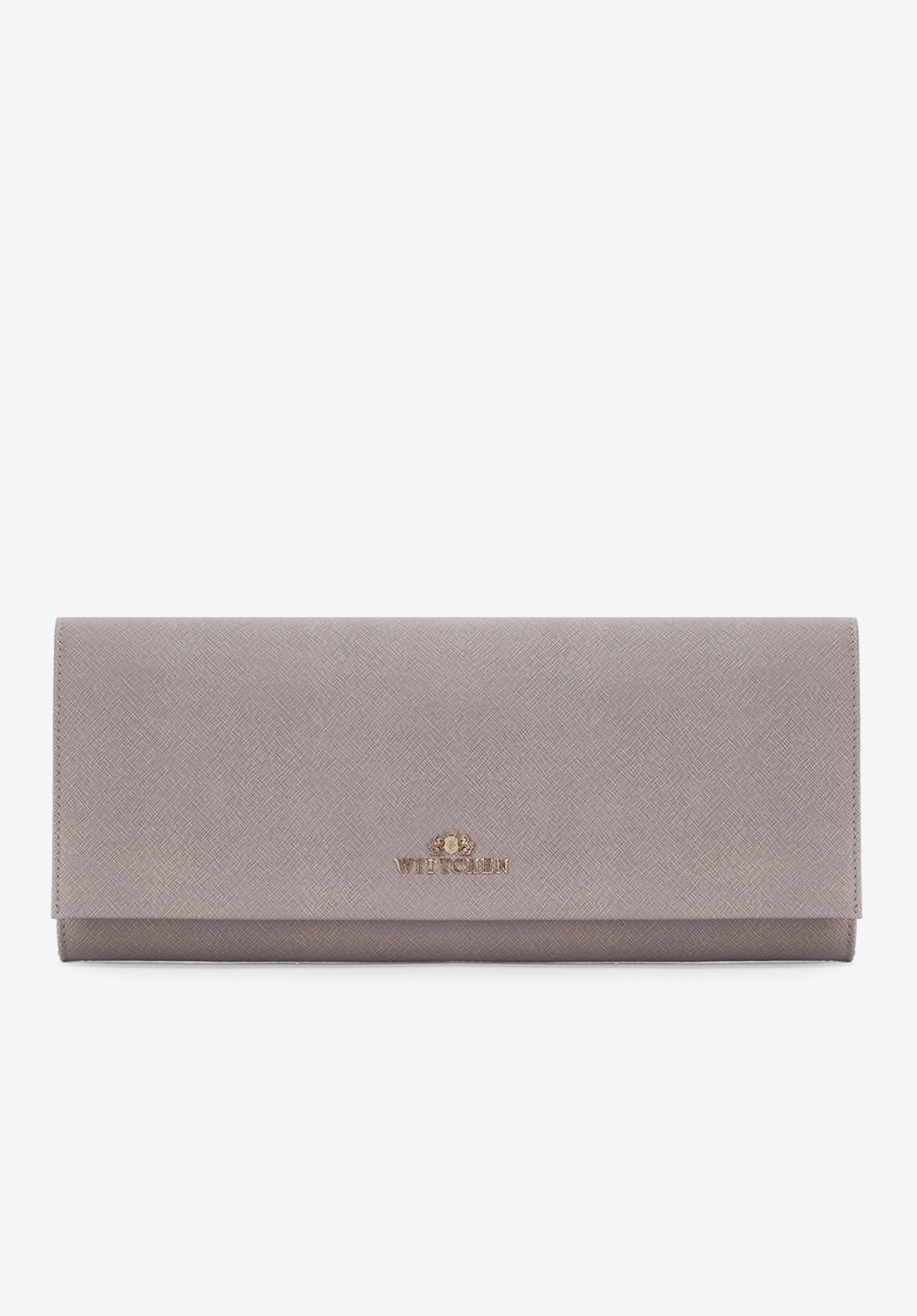 Clutch aus Leder mit Magnetverschluss, grau, 83-4-482-9, Bild 1