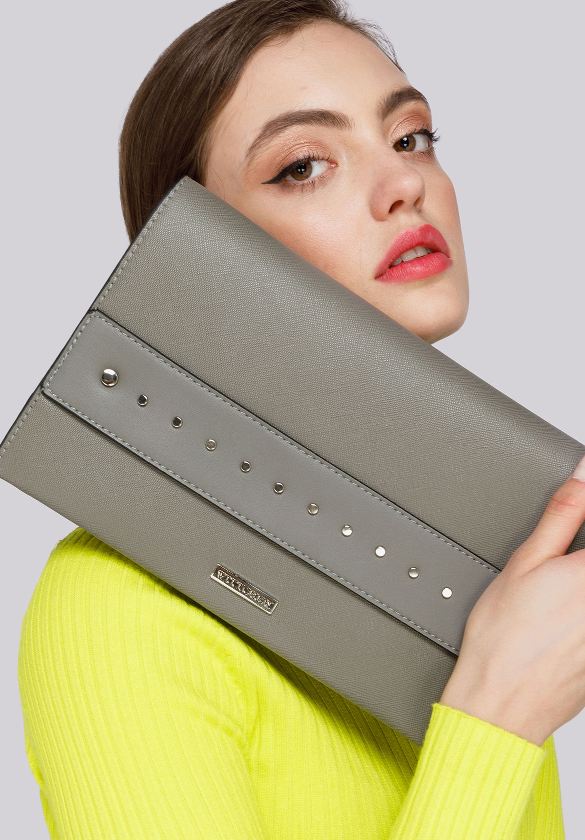 CLUTCH MIT NIETEN, grau, 91-4Y-712-8, Bild 1