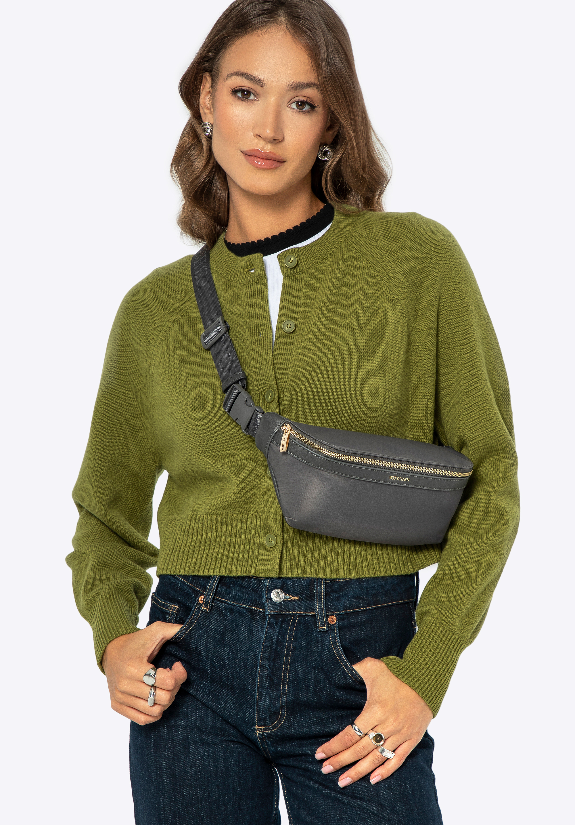Damen-Gürteltasche aus Nylon, grau, 99-3Y-105-8, Bild 1