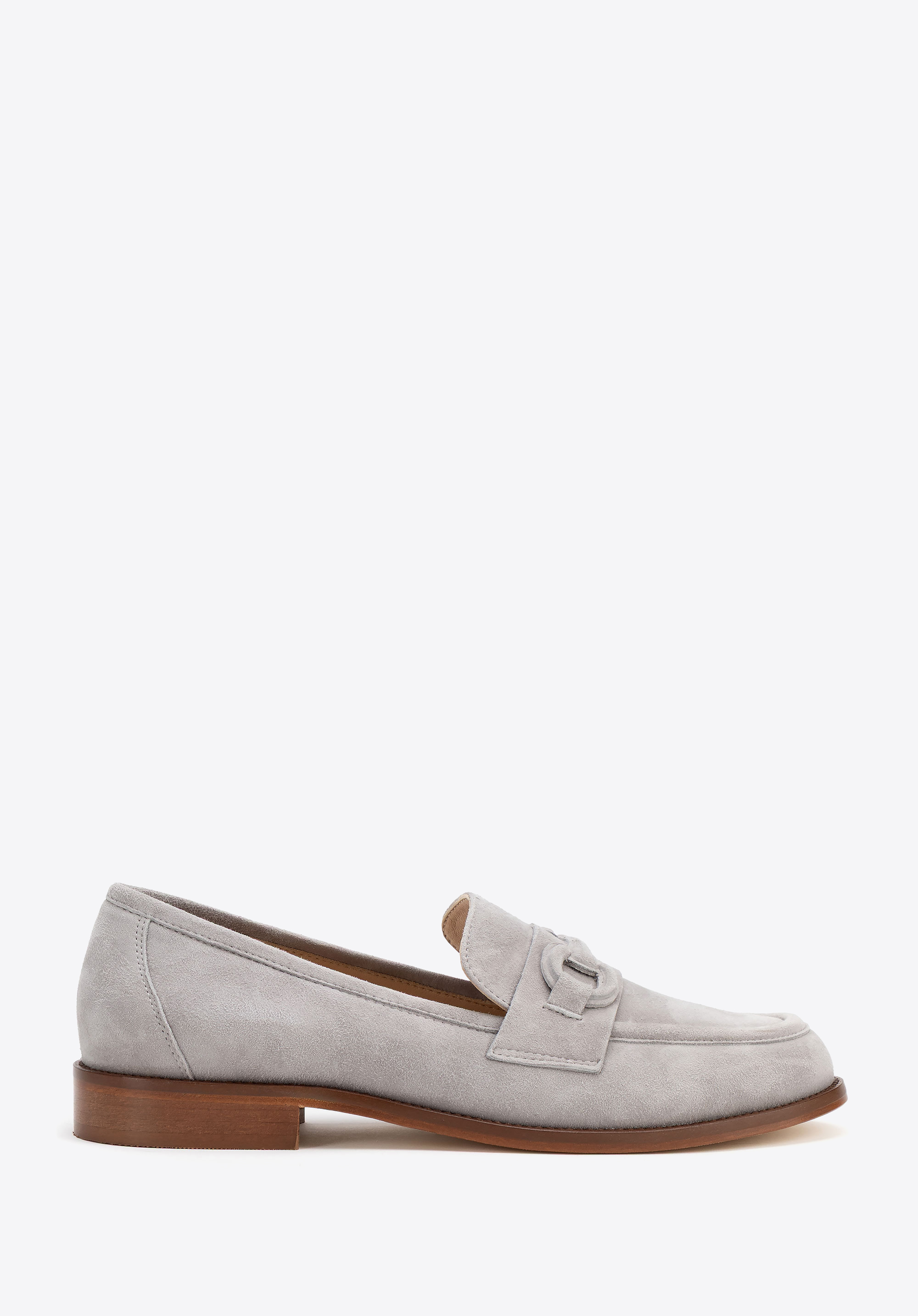 Damen-Leder-Loafer mit dezenter Schnalle, grau, 100-D-105-8-39_5, Bild 1