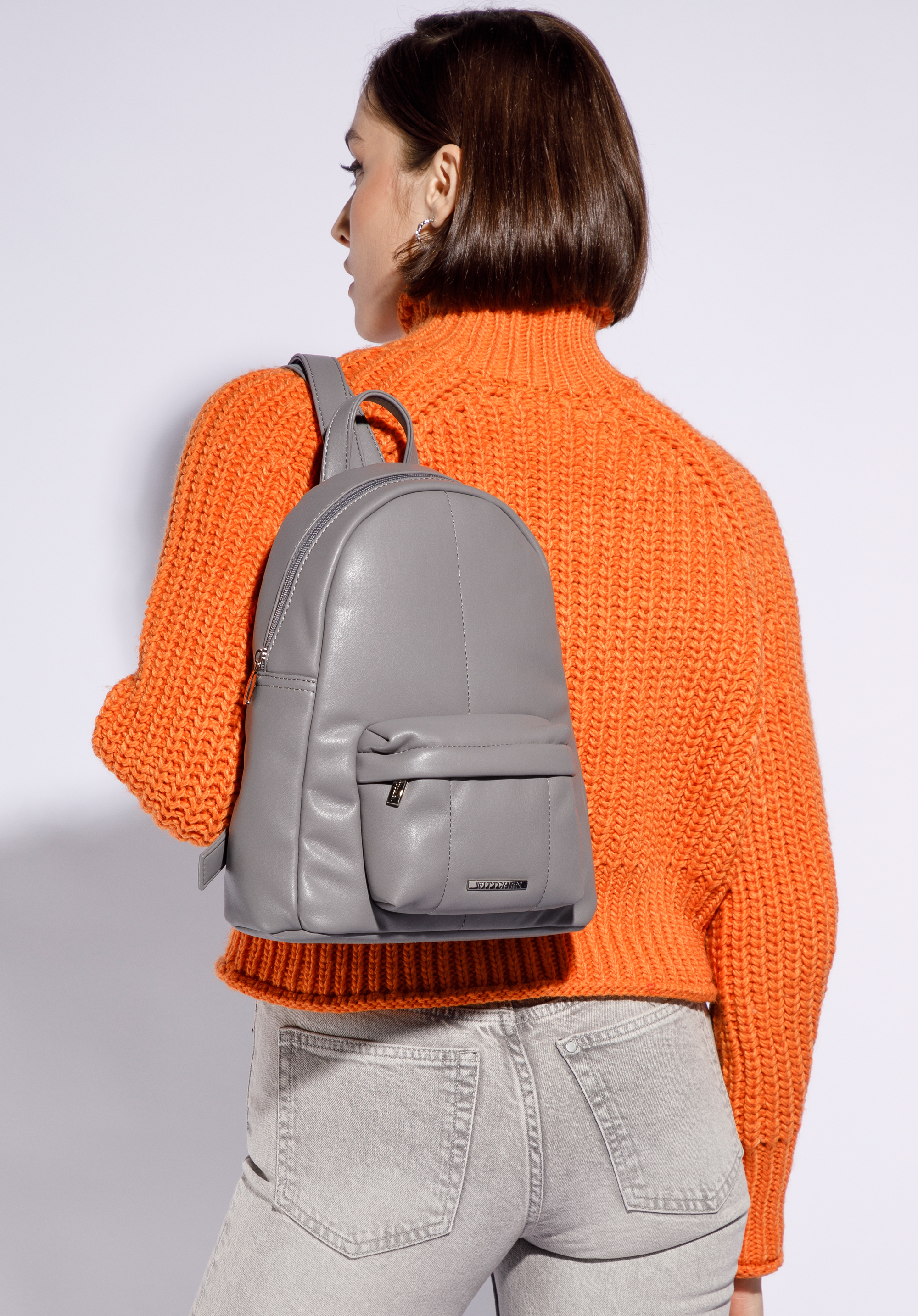Damen-Rucksack aus Kunstleder, grau, 95-4Y-425-8, Bild 1