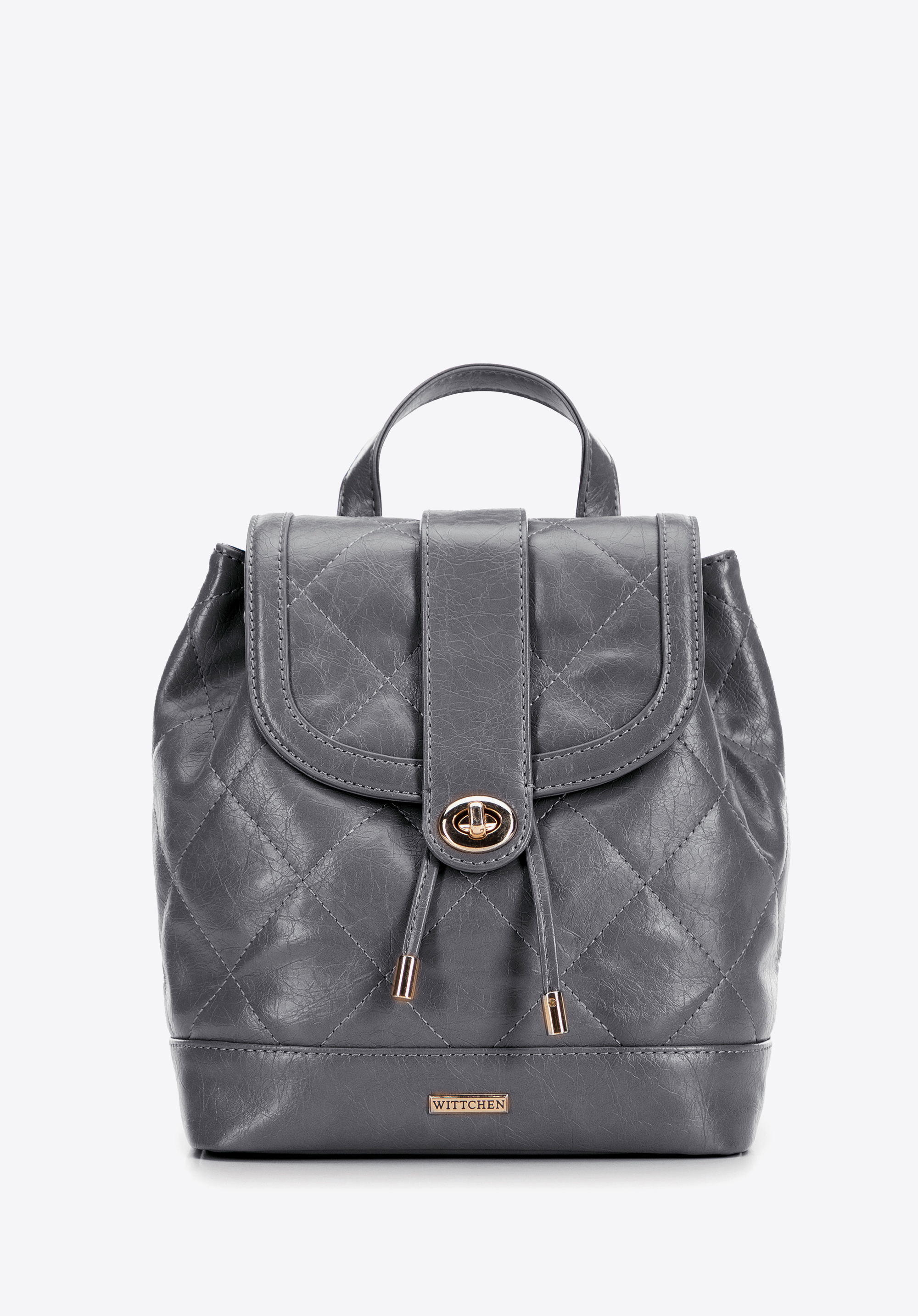 Damen-Rucksack aus Öko-Leder mit geometrischen Nähten, grau, 99-4Y-625-8, Bild 1