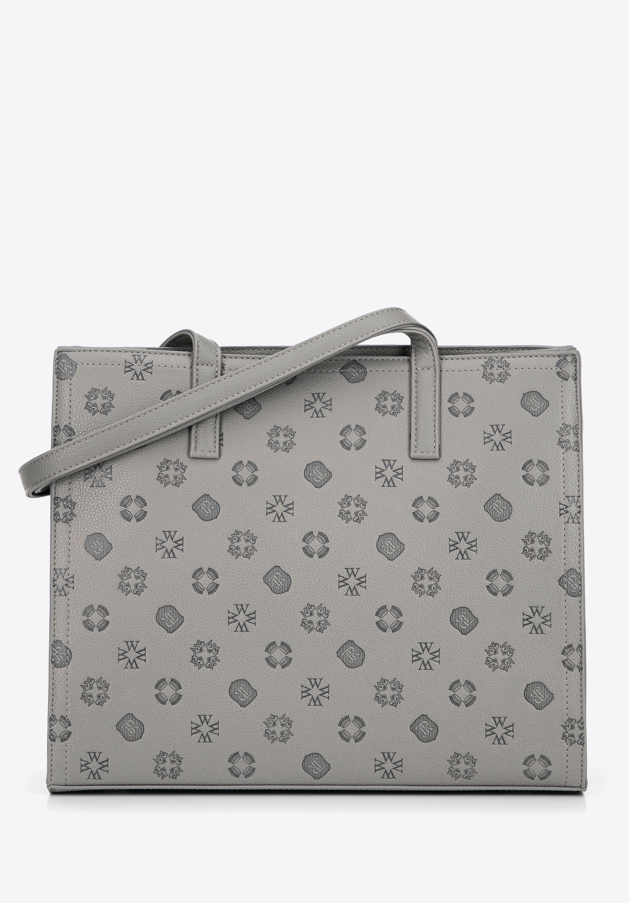 Damen-Shopper aus Kunstleder mit geprägtem Monogramm, grau, 101-4Y-P04-8, Bild 1