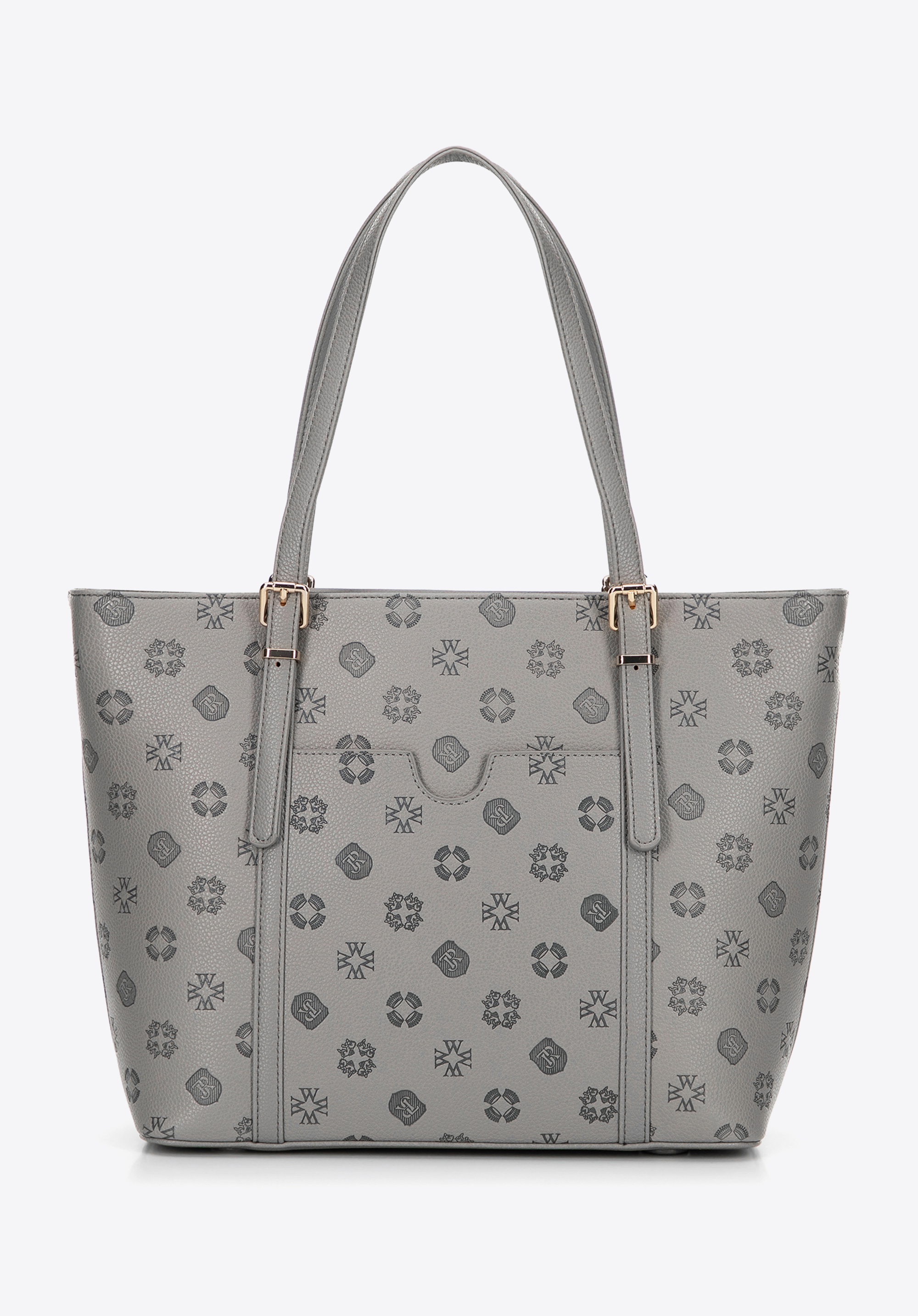 Damen-Shopper aus Kunstleder mit Prägung, grau, 101-4Y-P05-8, Bild 1