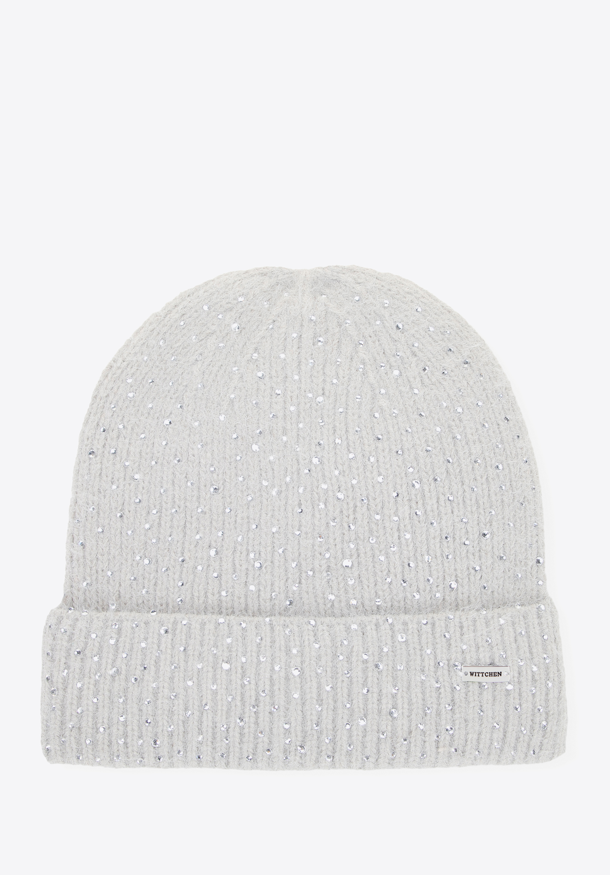 Damen-Wintermütze mit dezenten Strassverzierungen, grau, 101-HF-002-8, Bild 1