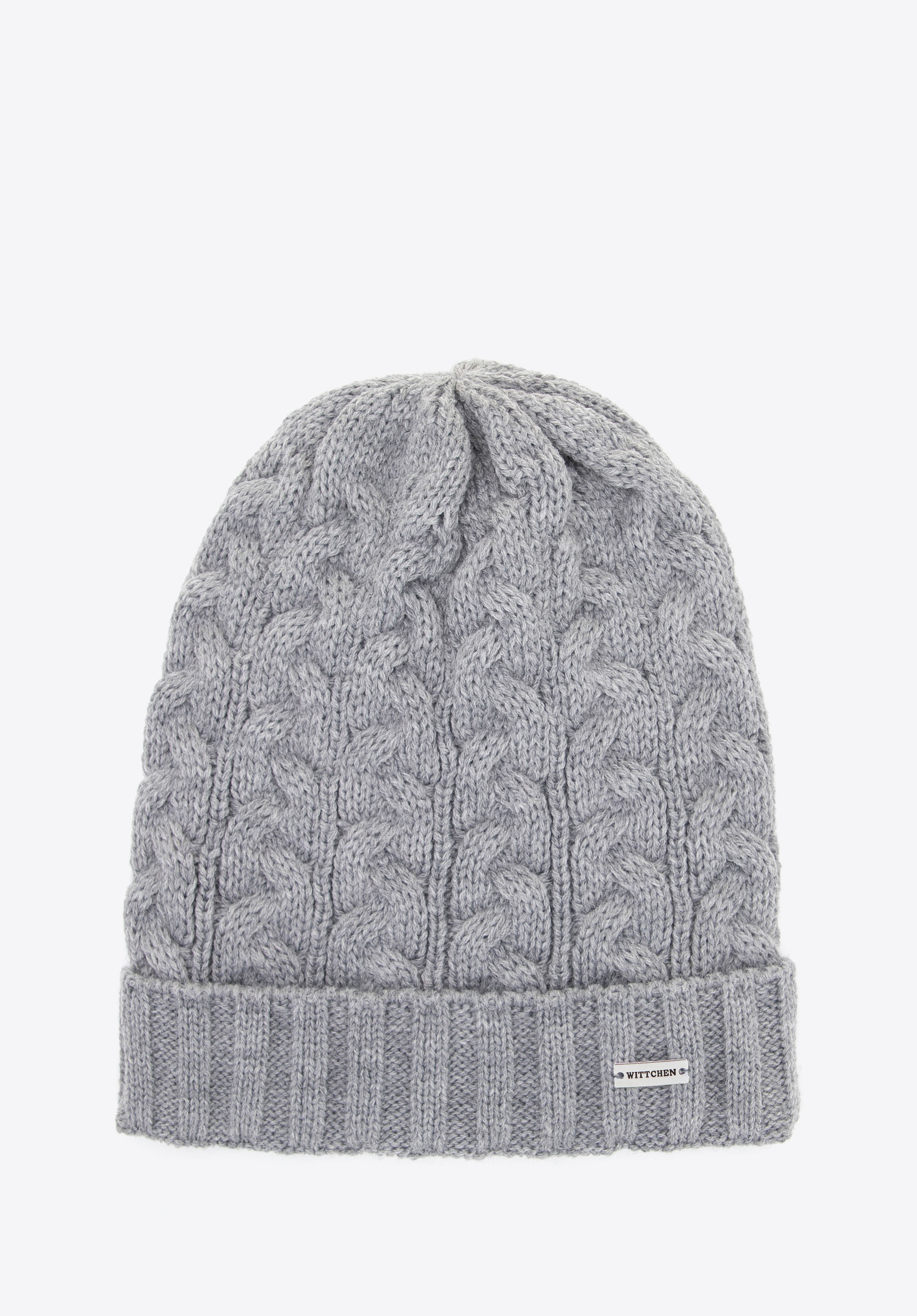 Damen Wintermütze mit Zopfmuster aus Acryl, grau, 101-HF-017-8, Bild 1