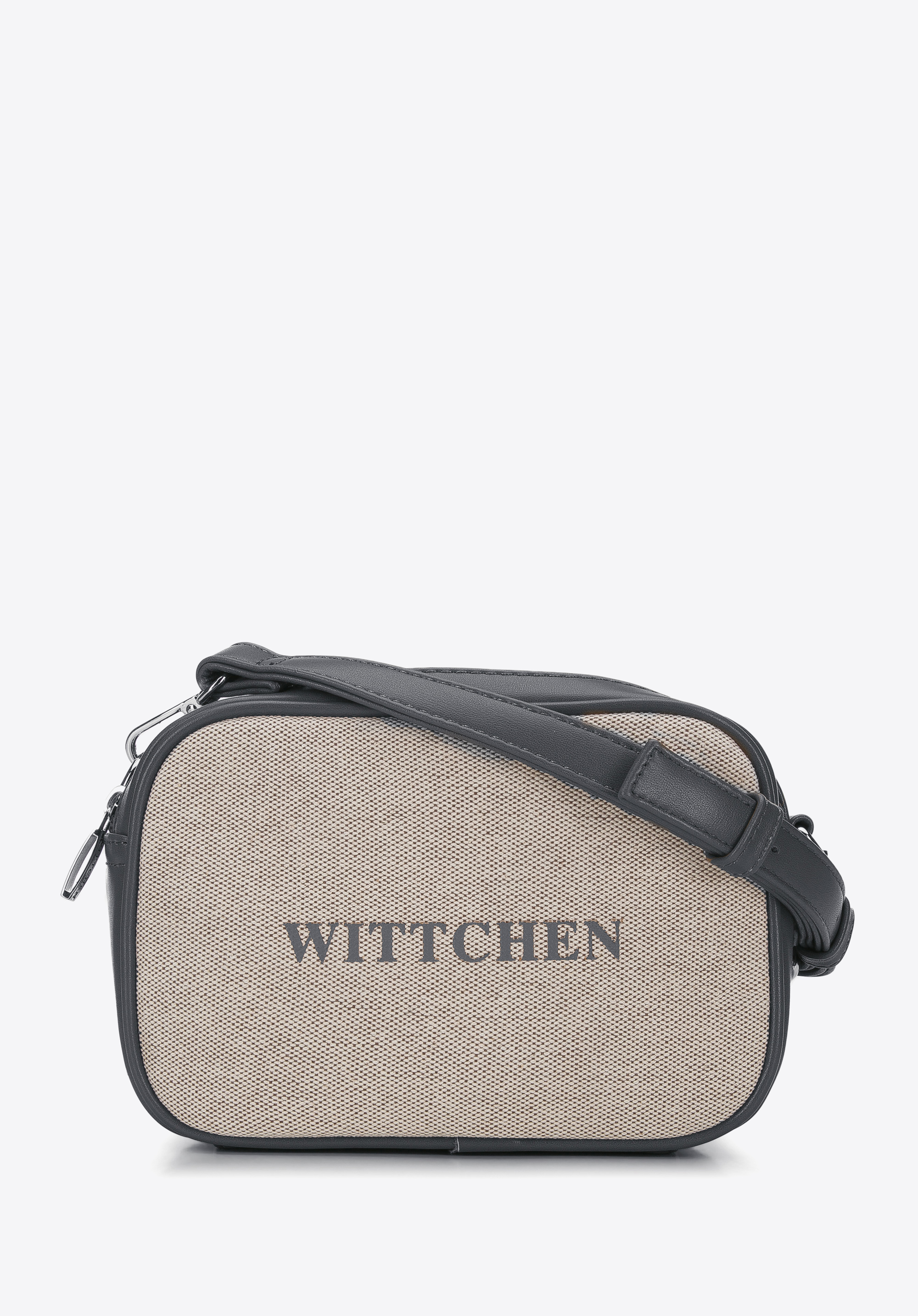 Damenhandtasche aus Öko-Leder und Leinen, grau, 94-4Y-504-8, Bild 1
