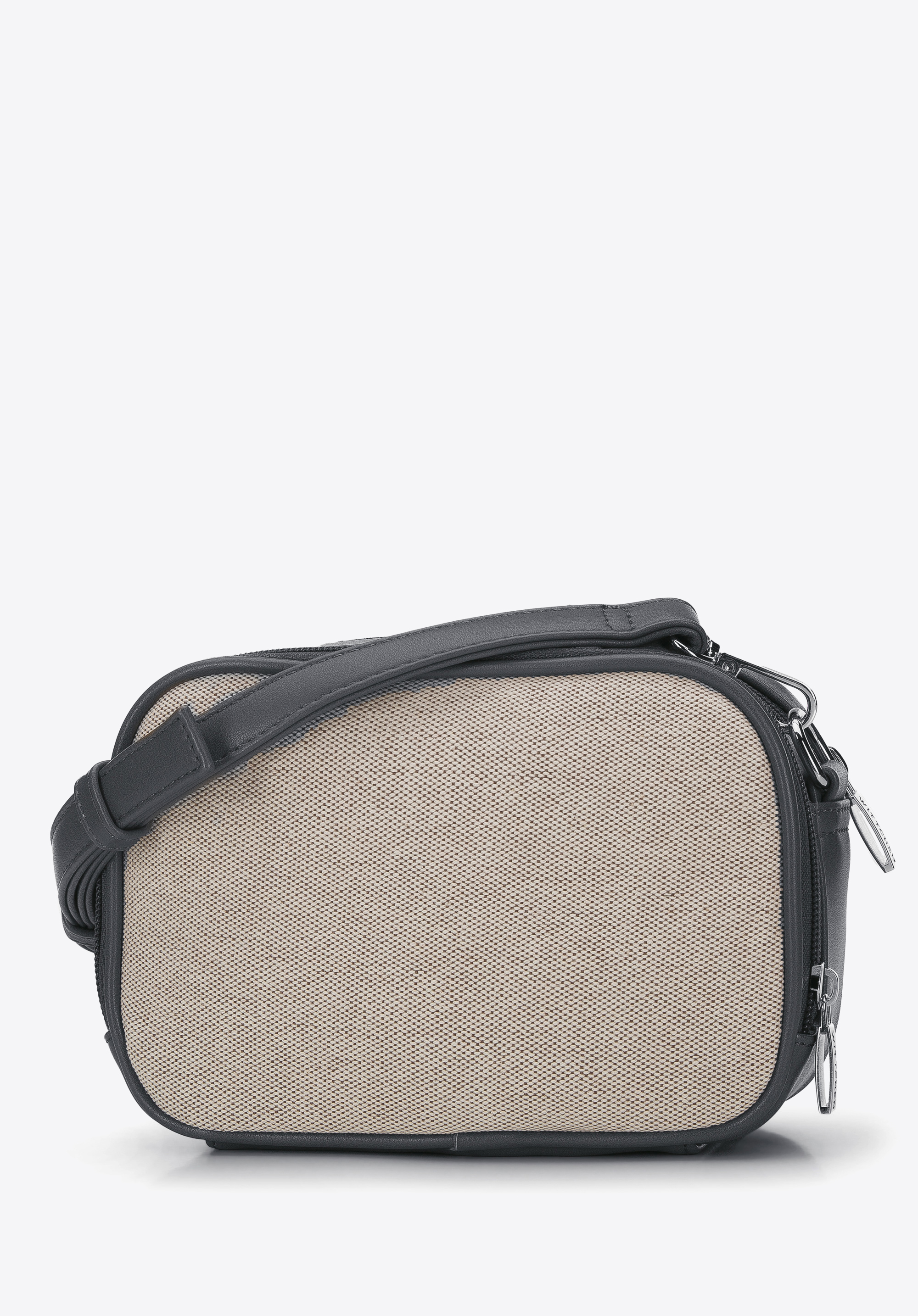 Damenhandtasche aus Öko-Leder und Leinen, grau, 94-4Y-504-8, Bild 1
