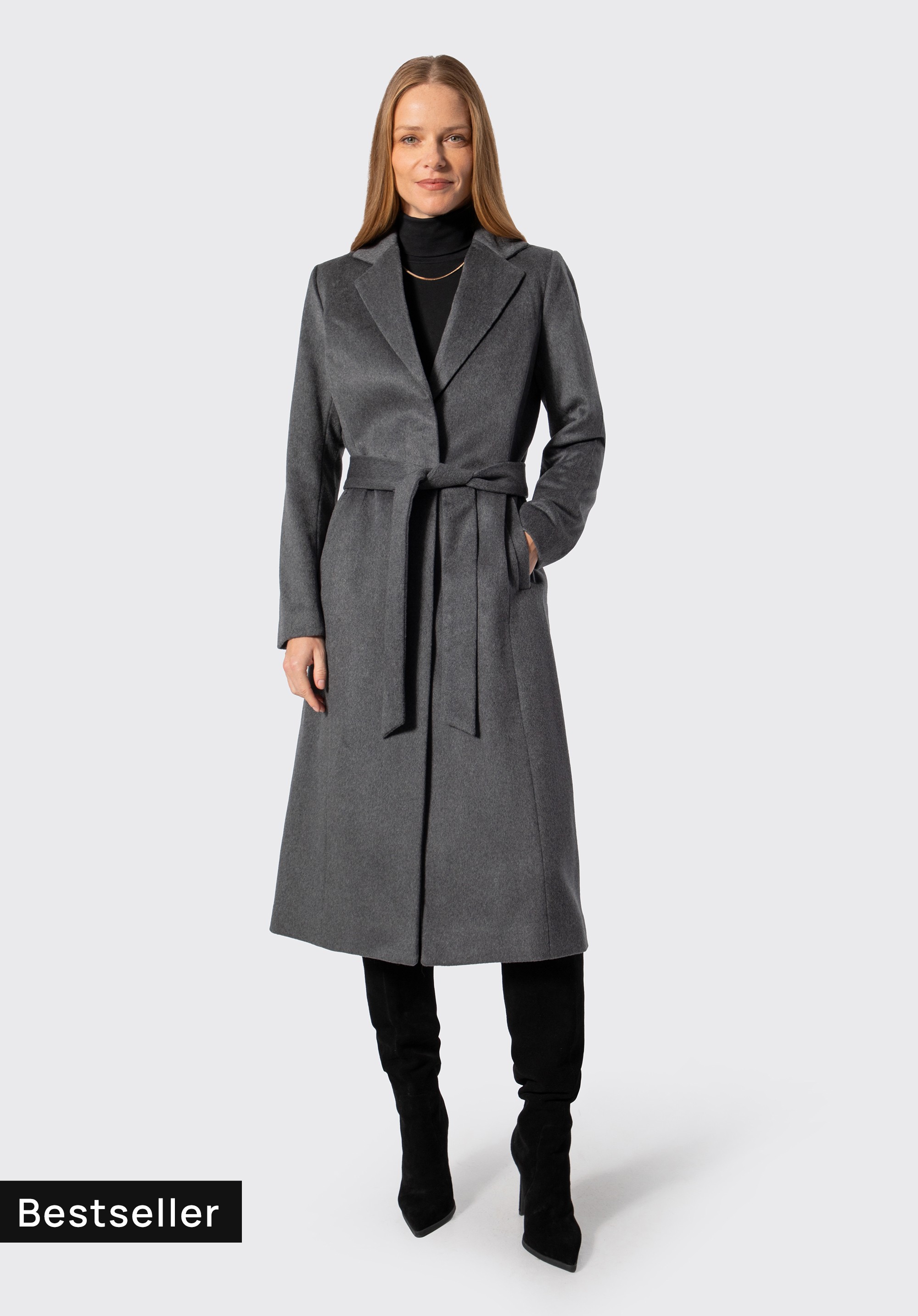 Damenmantel aus Wolle und Kaschmir, grau, 103-9W-700-8-XL, Bild 1