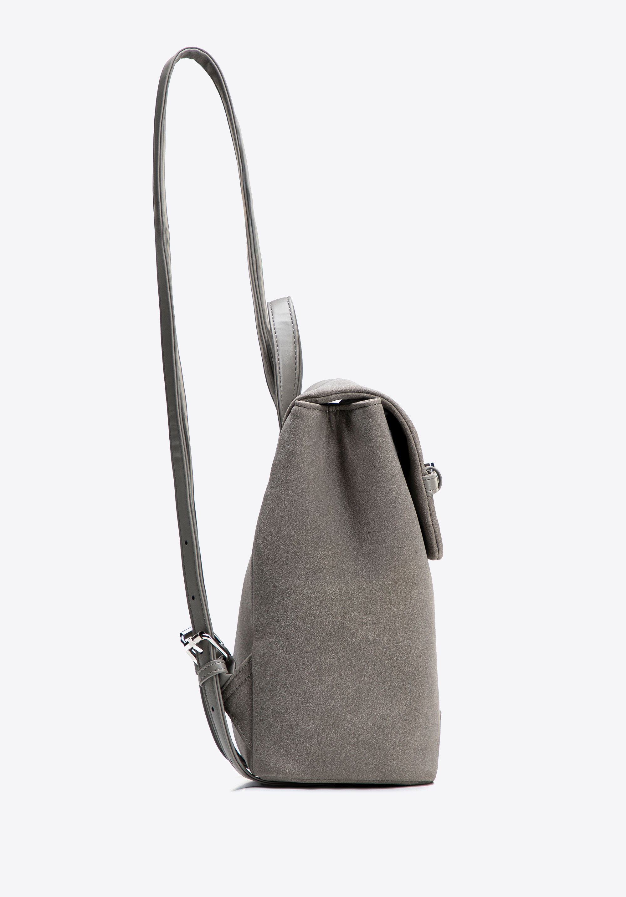 Damenrucksack aus Kunstleder mit dekorativem Riemen, grau, 101-4Y-421-8, Bild 1