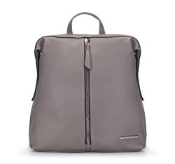 Damenrucksack mit Fronttasche und ReiÃŸverschluss, grau, 93-4Y-913-8, Bild 1
