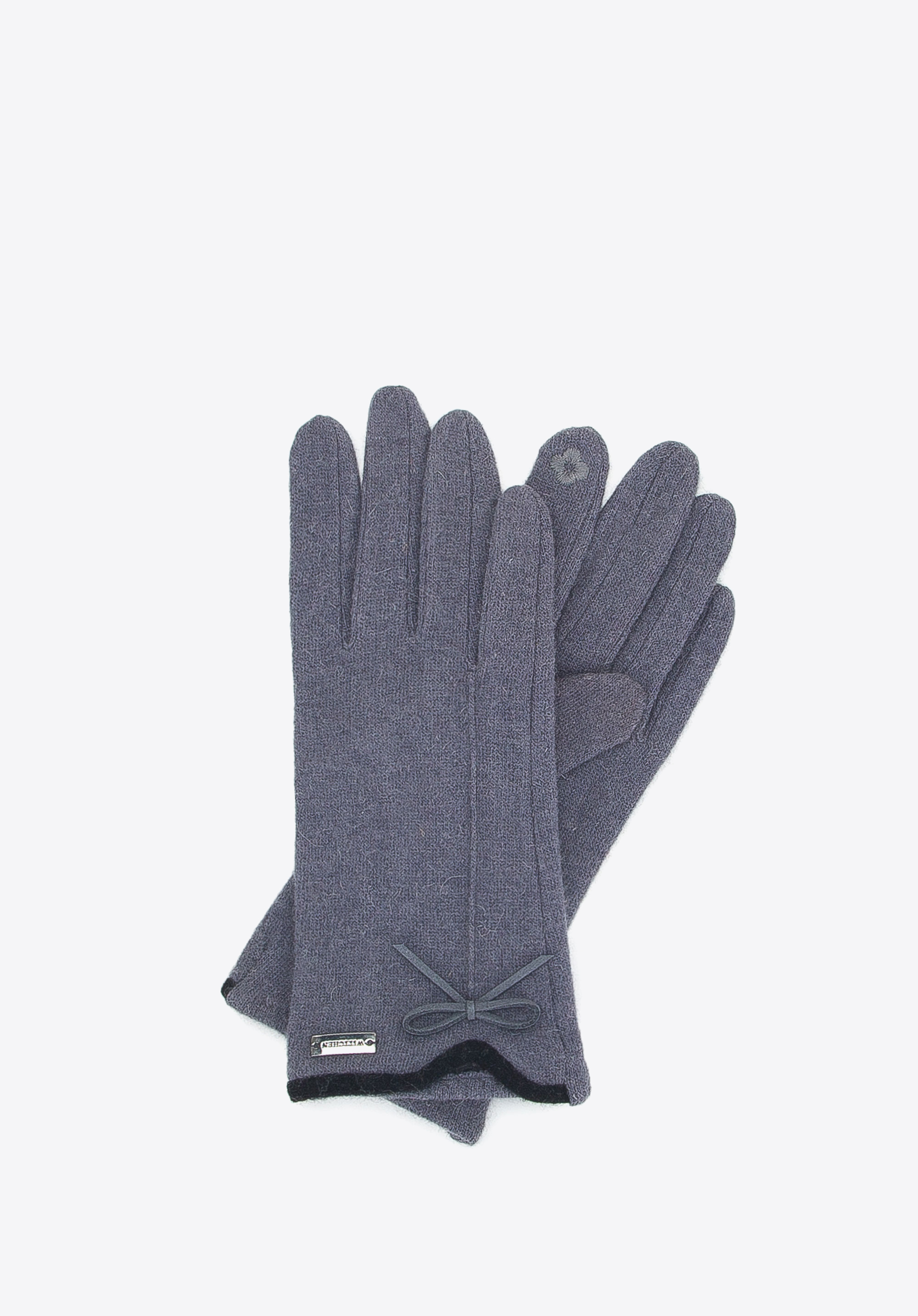 Dünne Damenhandschuhe mit Schleife, grau, 47-6A-004-8-U, Bild 1
