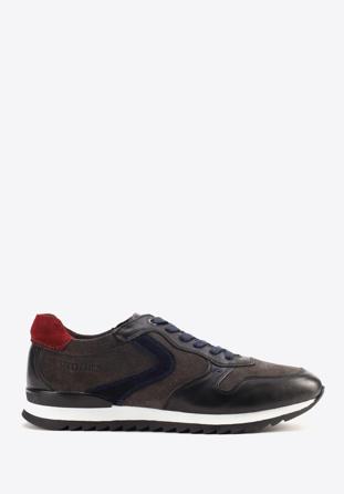 Sneakers für Männer aus Leder, grau-dunkelblau, 93-M-508-N-45, Bild 1